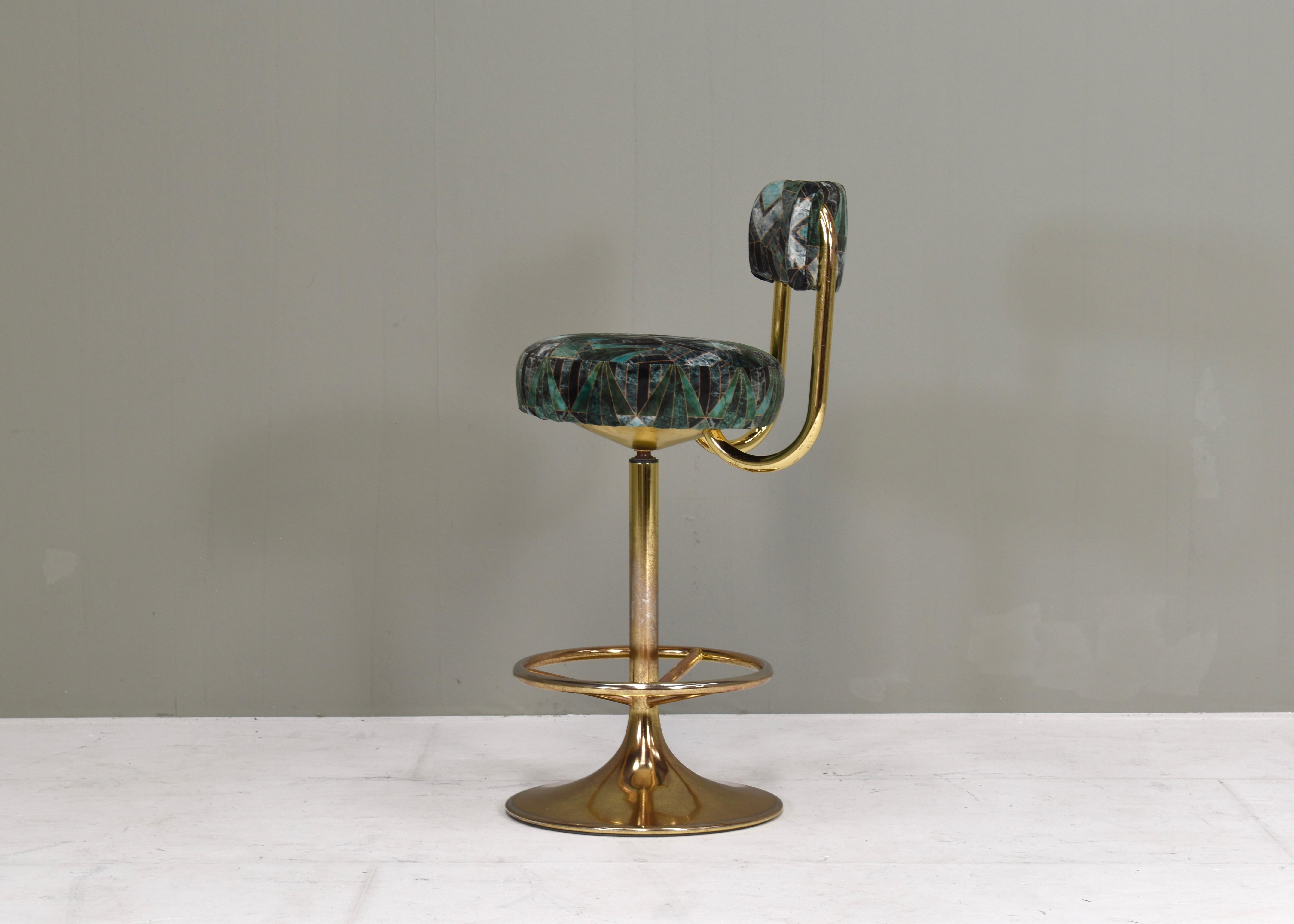 Tabouret de bar pivotant en laiton Börje Johanson, Suède, vers 1960 Bon état à Pijnacker, Zuid-Holland