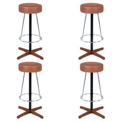 Borje Johanson Teak & Chrome Bar Stools for Johanson Design