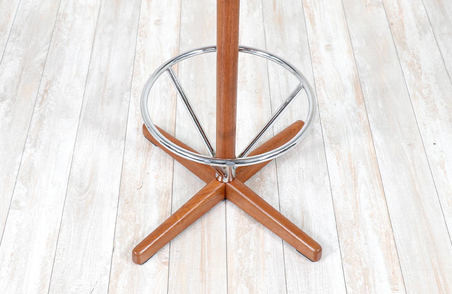 Mid-20th Century Borje Johanson Teak & Chrome Swivel Bar Stools for Johanson Design For Sale