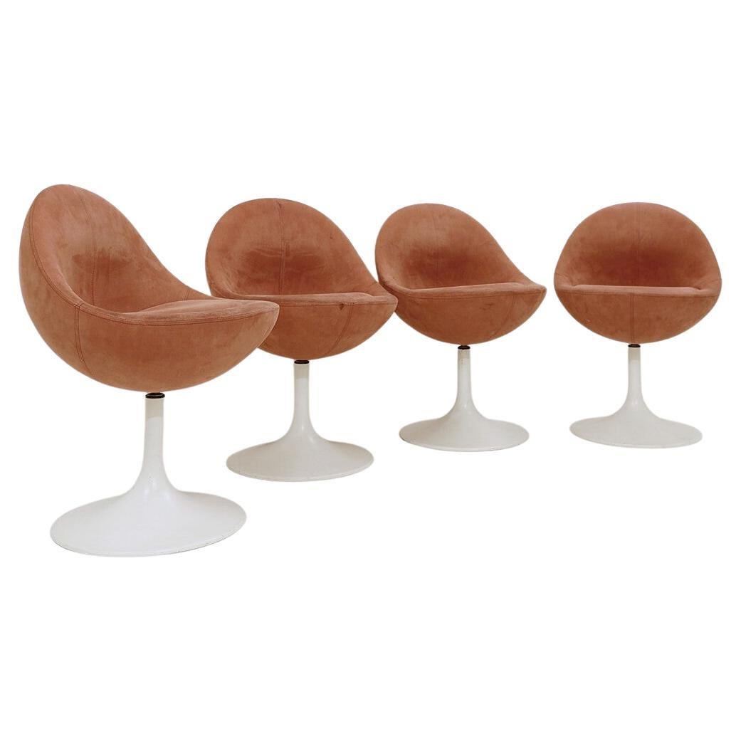 Börje Johanson ‘Venus’ Chair for Johanson Design Set 4, Original Salmon Suede