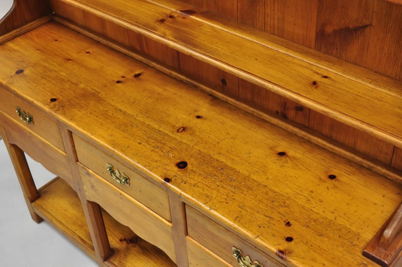 Borkholder Furniture Pine Wood Primitive Farmhouse Amish Open Hutch Cupboard For Sale 4