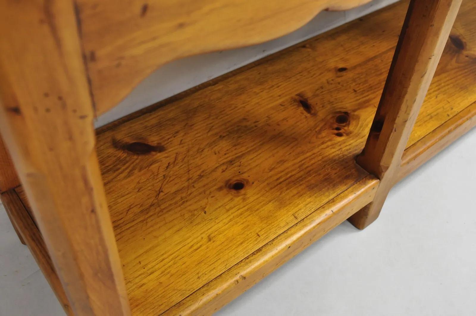 20th Century Borkholder Furniture Pine Wood Primitive Farmhouse Amish Open Hutch Cupboard For Sale