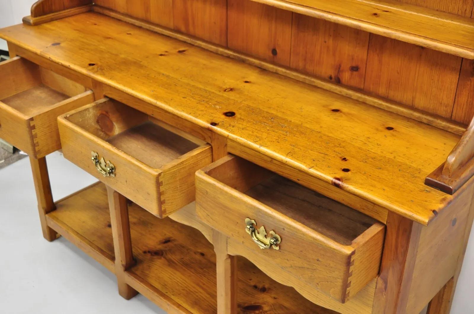 Borkholder Furniture Pine Wood Primitive Farmhouse Amish Open Hutch Cupboard For Sale 1