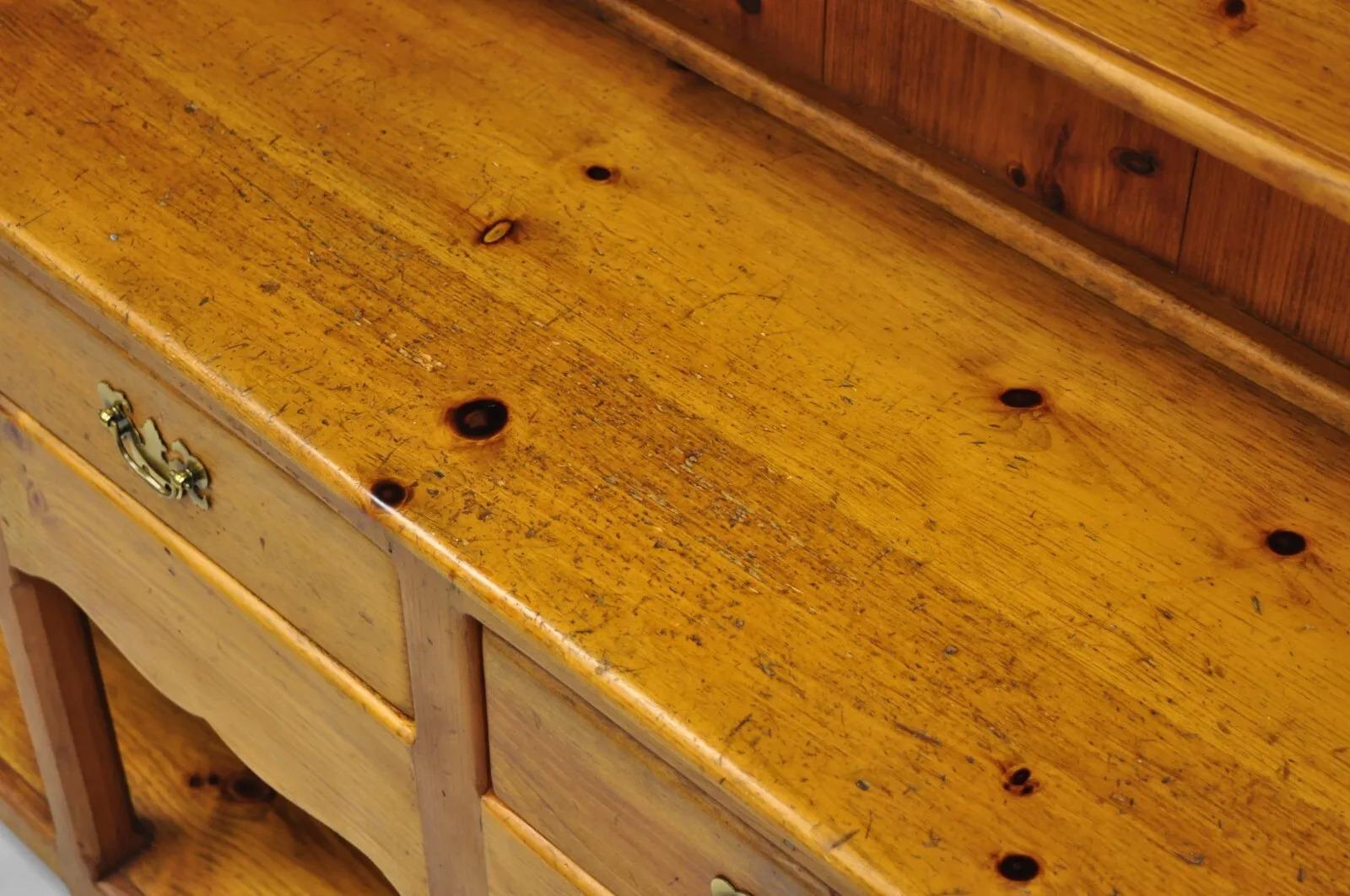 Borkholder Furniture Pine Wood Primitive Farmhouse Amish Open Hutch Cupboard For Sale 2