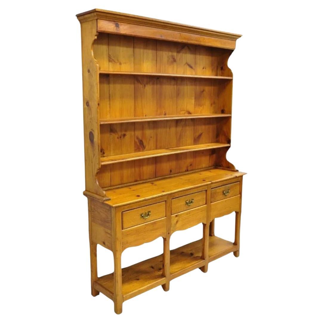 Borkholder Furniture Primitives Bauernhaus Amish Offenes Hutch-Schrank aus Kiefernholz