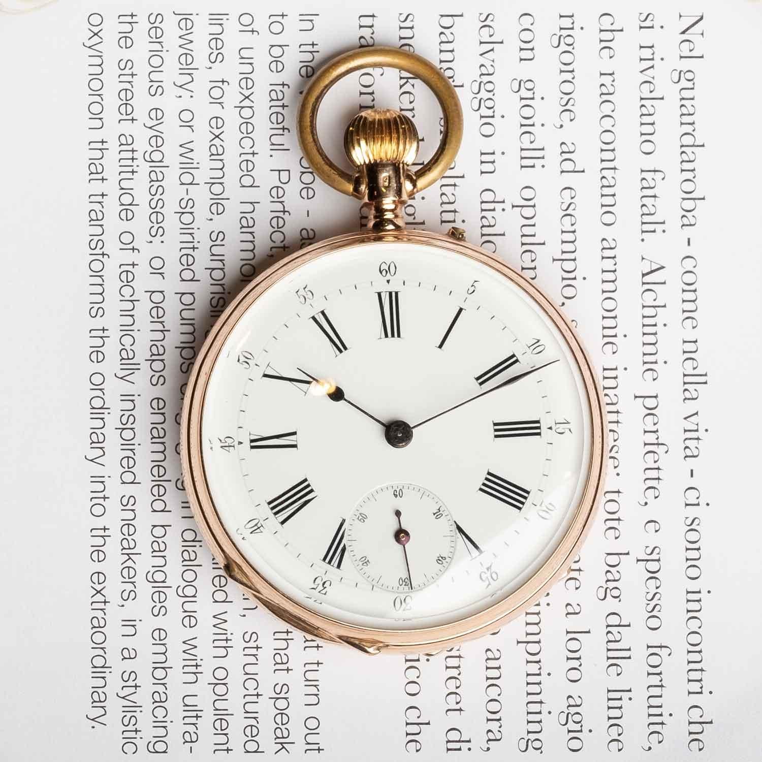 Uomo Orologio da tasca Bornand Genève in oro 14kt - Carica manuale con spirale Breguet in vendita
