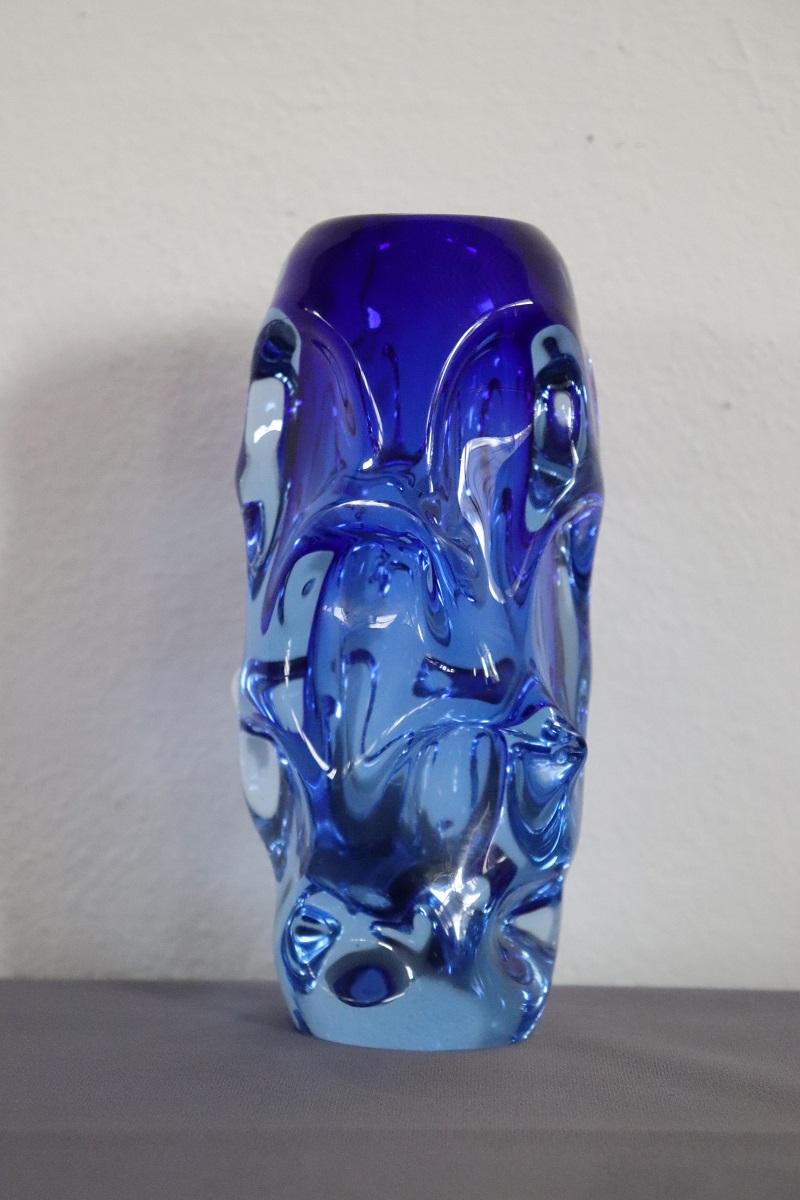 Börne Augustsson, Blue Vase, Blown Glass, Sweden, 1940s In Excellent Condition For Sale In Casale Monferrato, IT