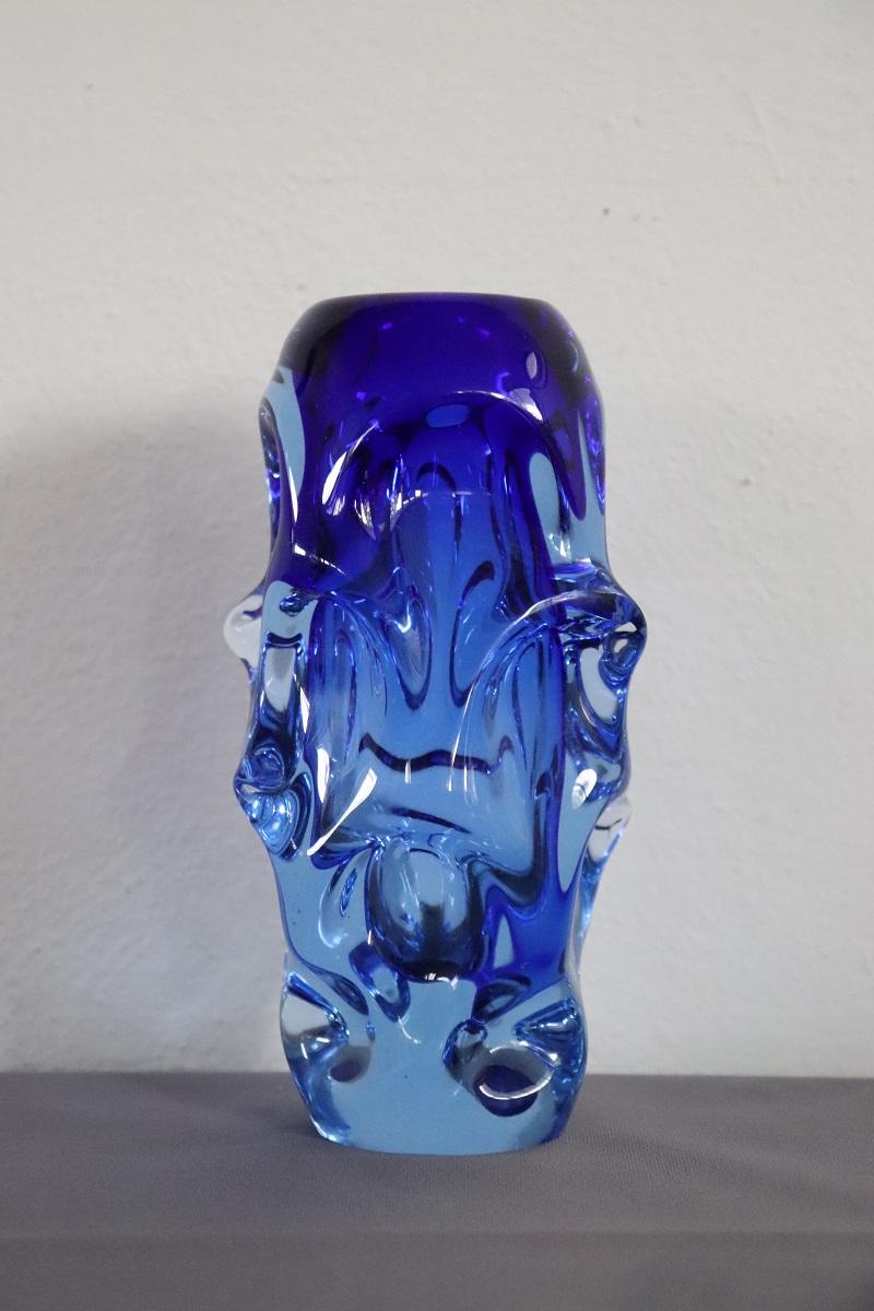 Börne Augustsson, Blue Vase, Blown Glass, Sweden, 1940s For Sale 1
