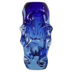 Börne Augustsson, vase bleu, verre soufflé, Suède, années 1940