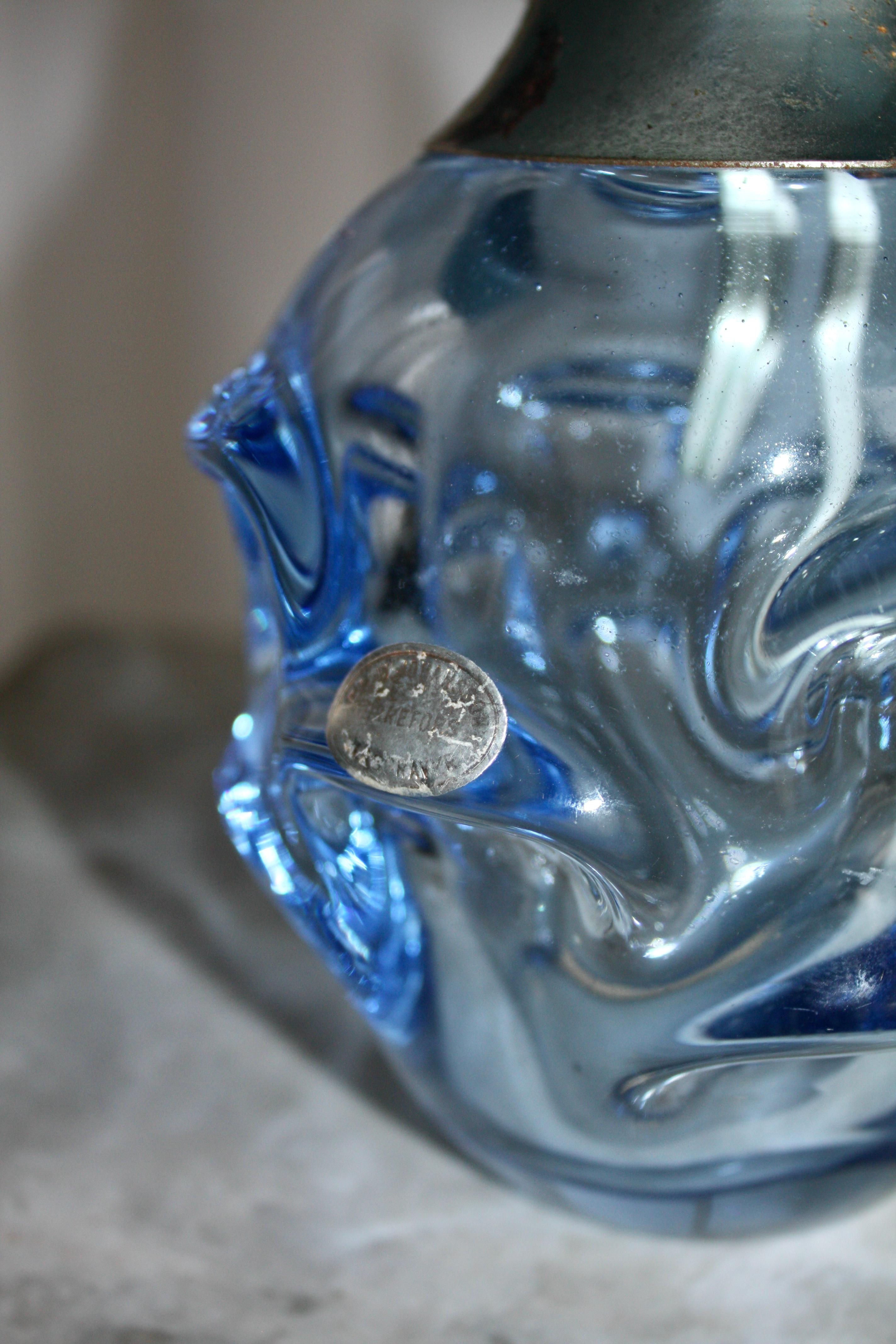 Lampe de table Börne Augustsson en verre bleu clair, Åseda Glasbruk, Suède, vers 1950 en vente 4