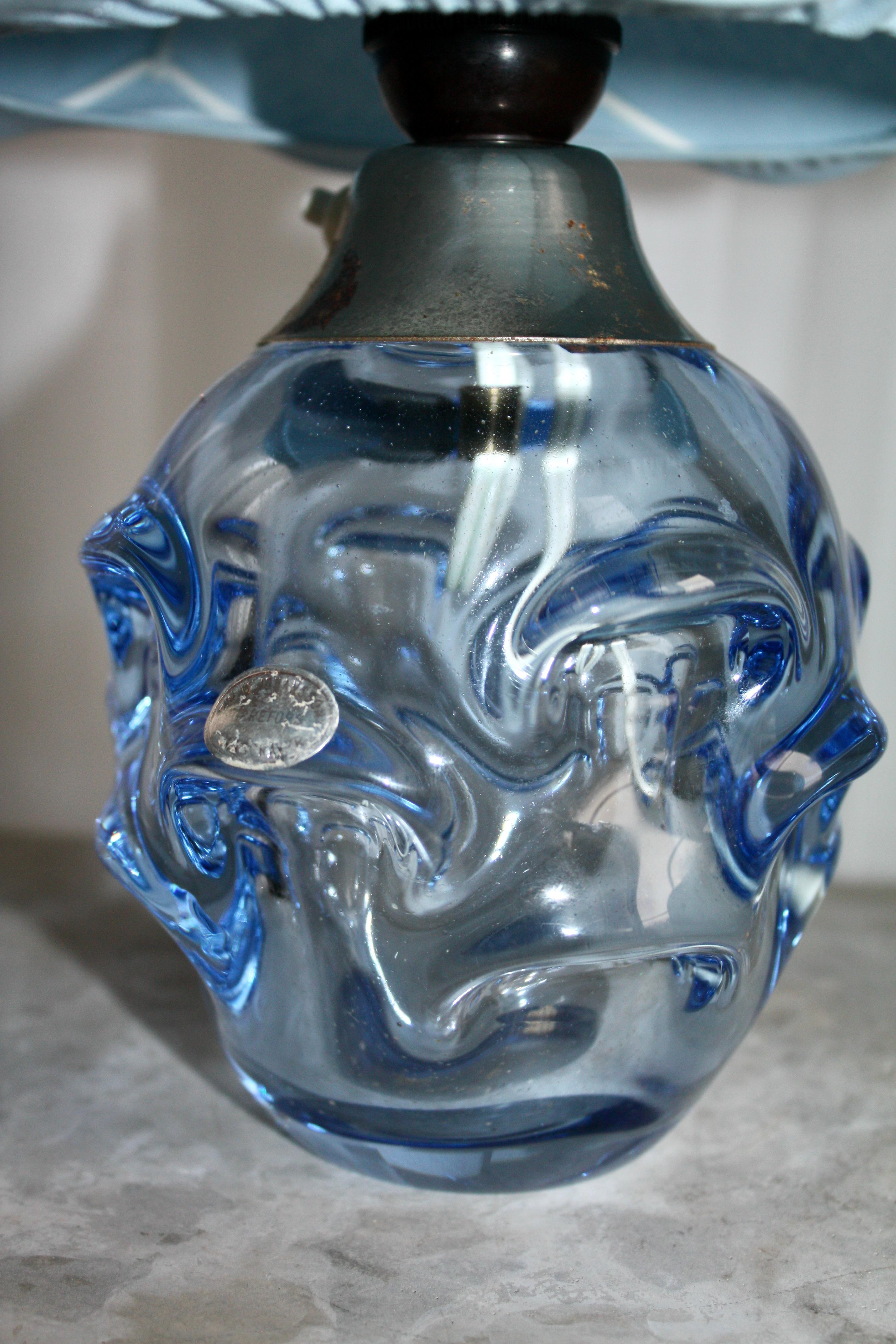 Lampe de table Börne Augustsson en verre bleu clair, Åseda Glasbruk, Suède, vers 1950 en vente 5