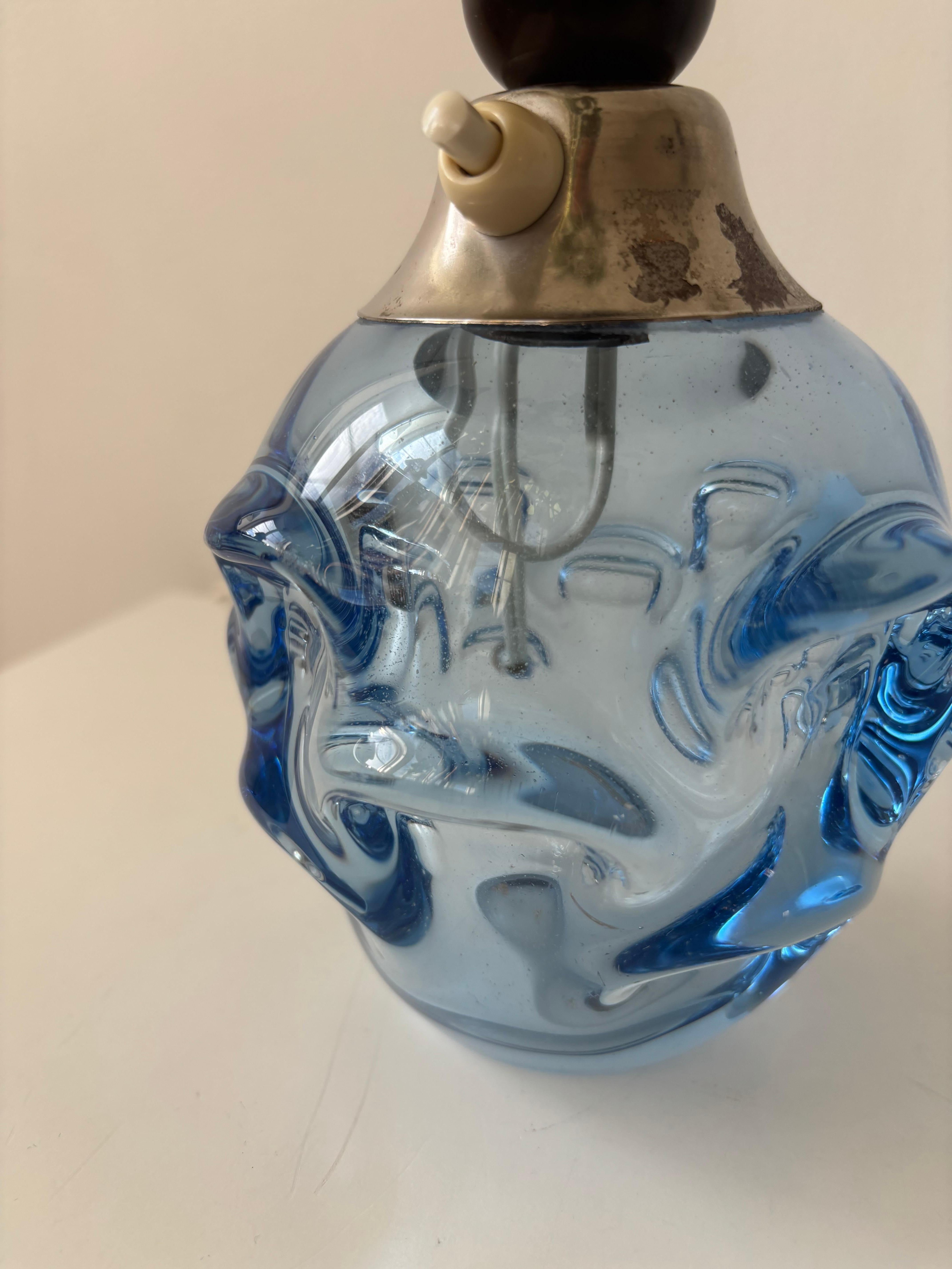 Lampe de table Börne Augustsson en verre bleu clair, Åseda Glasbruk, Suède, vers 1950 en vente 7