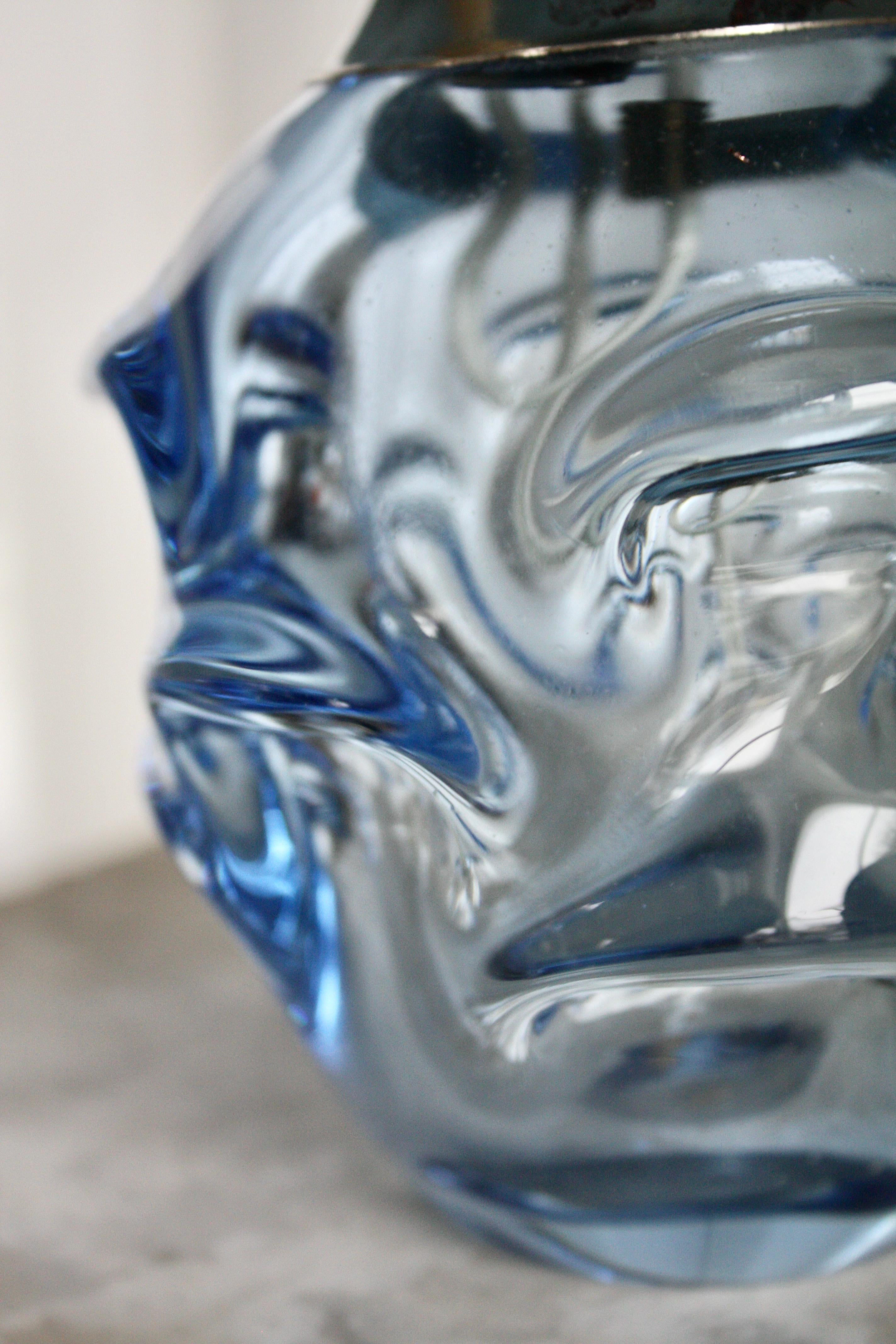 Lampe de table Börne Augustsson en verre bleu clair, Åseda Glasbruk, Suède, vers 1950 en vente 1