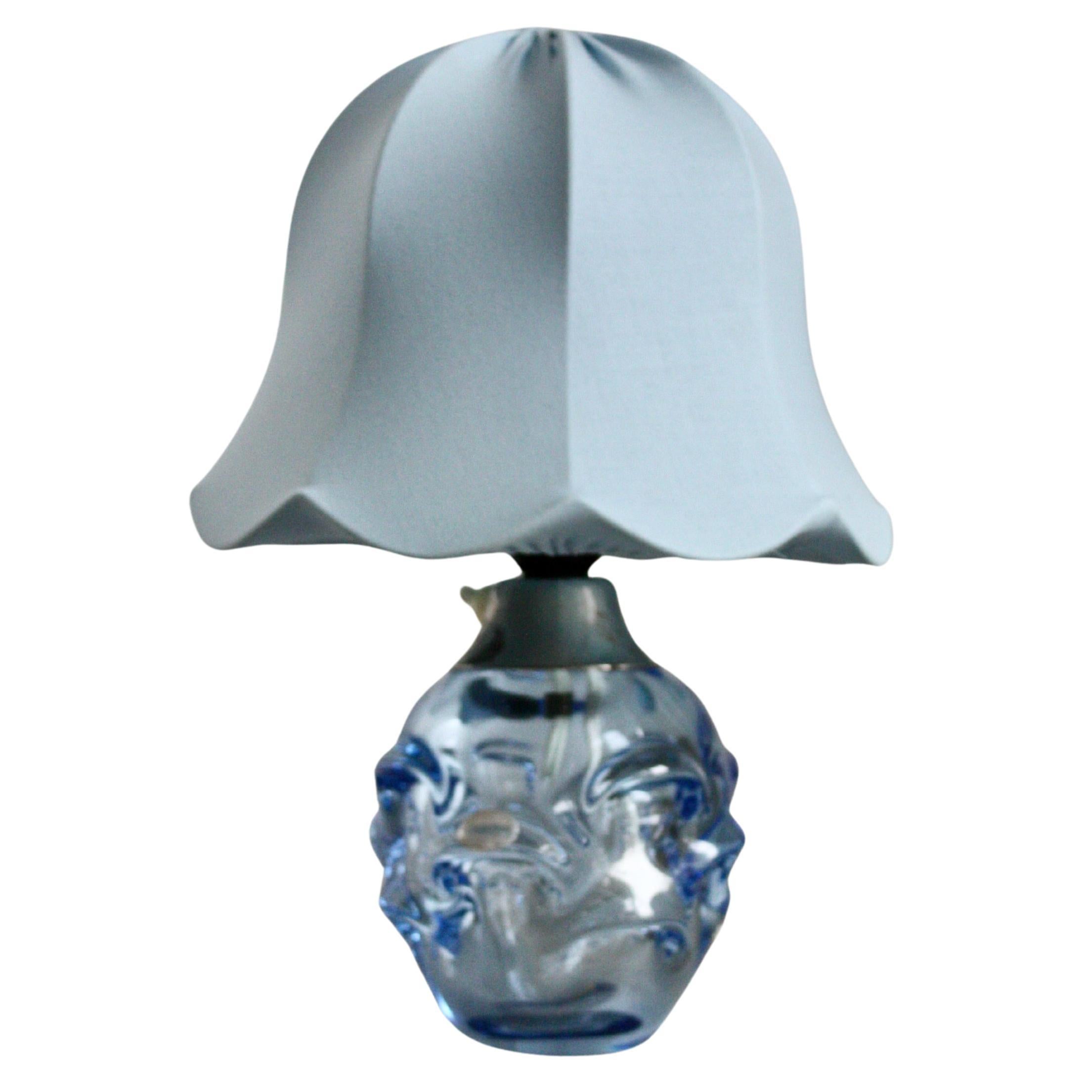 Lampe de table Börne Augustsson en verre bleu clair, Åseda Glasbruk, Suède, vers 1950 en vente