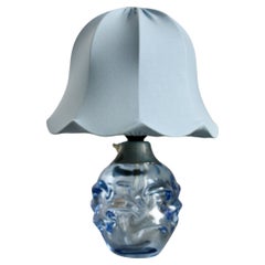 Börne Augustsson Light Blue Glass Table Lamp, Åseda Glasbruk, Sweden, circa 1950