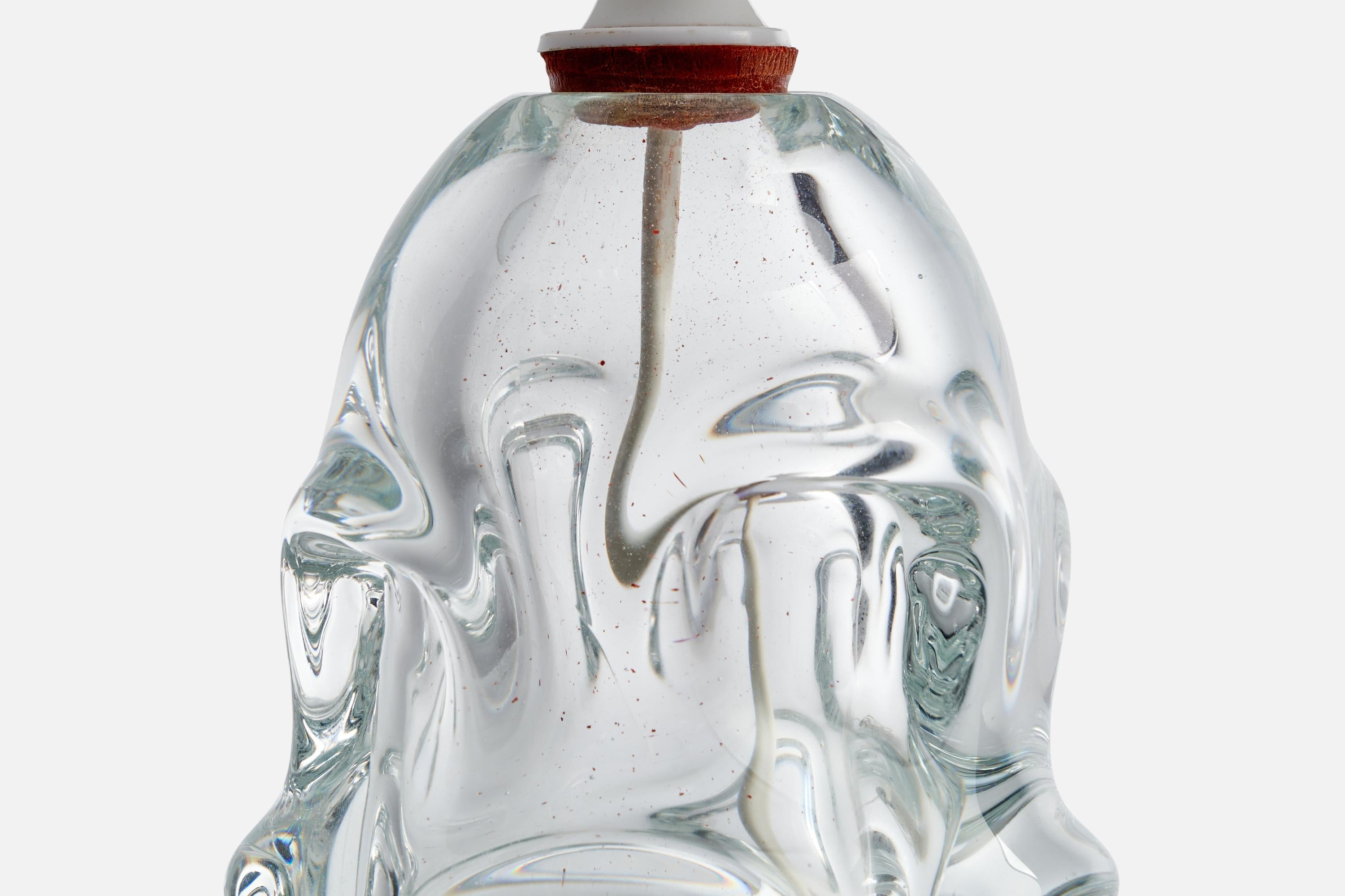Swedish Börne Augustsson, Table Lamp, Glass, Brass, Sweden, 1940s For Sale