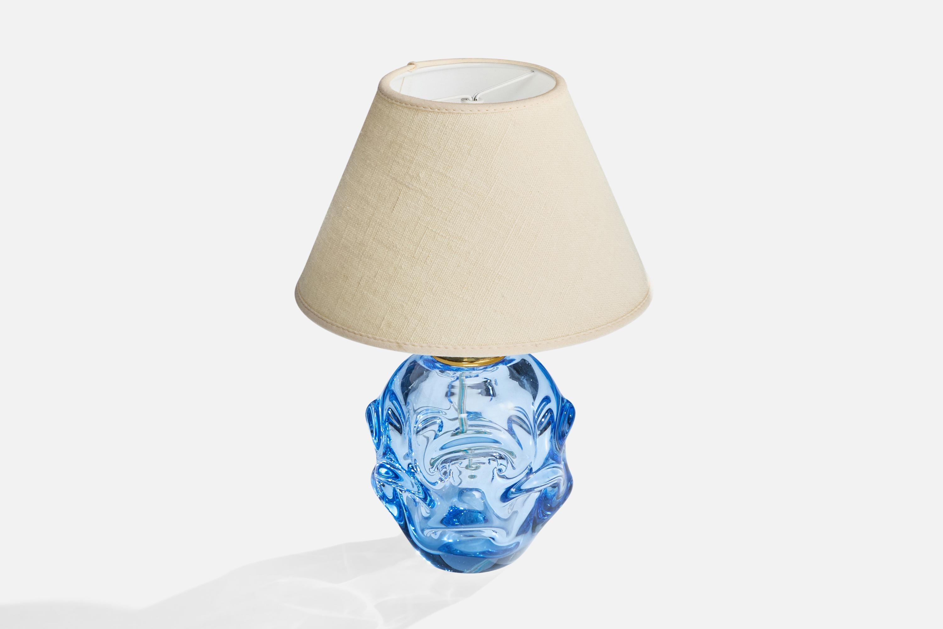 Scandinave moderne Börne Augustsson, lampe de table, verre, laiton, Suède, années 1940 en vente