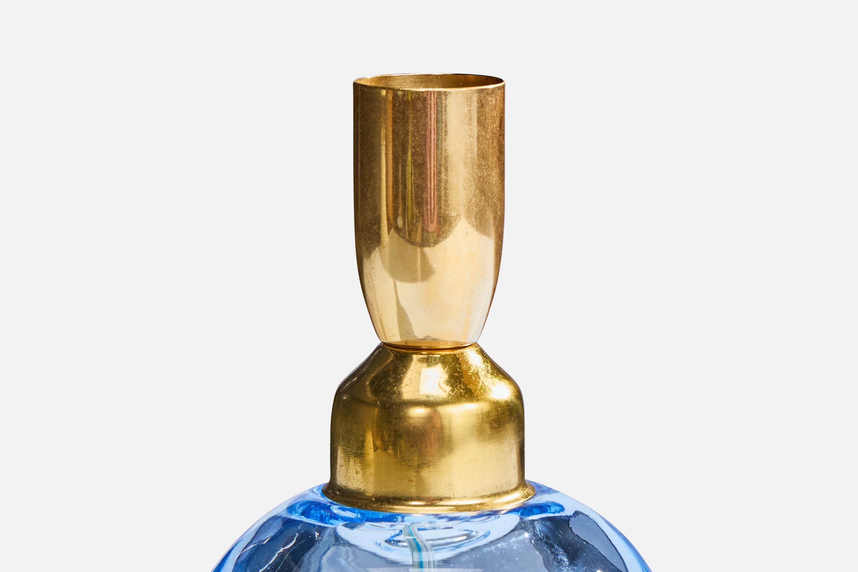 Suédois Börne Augustsson, lampe de table, verre, laiton, Suède, années 1940 en vente
