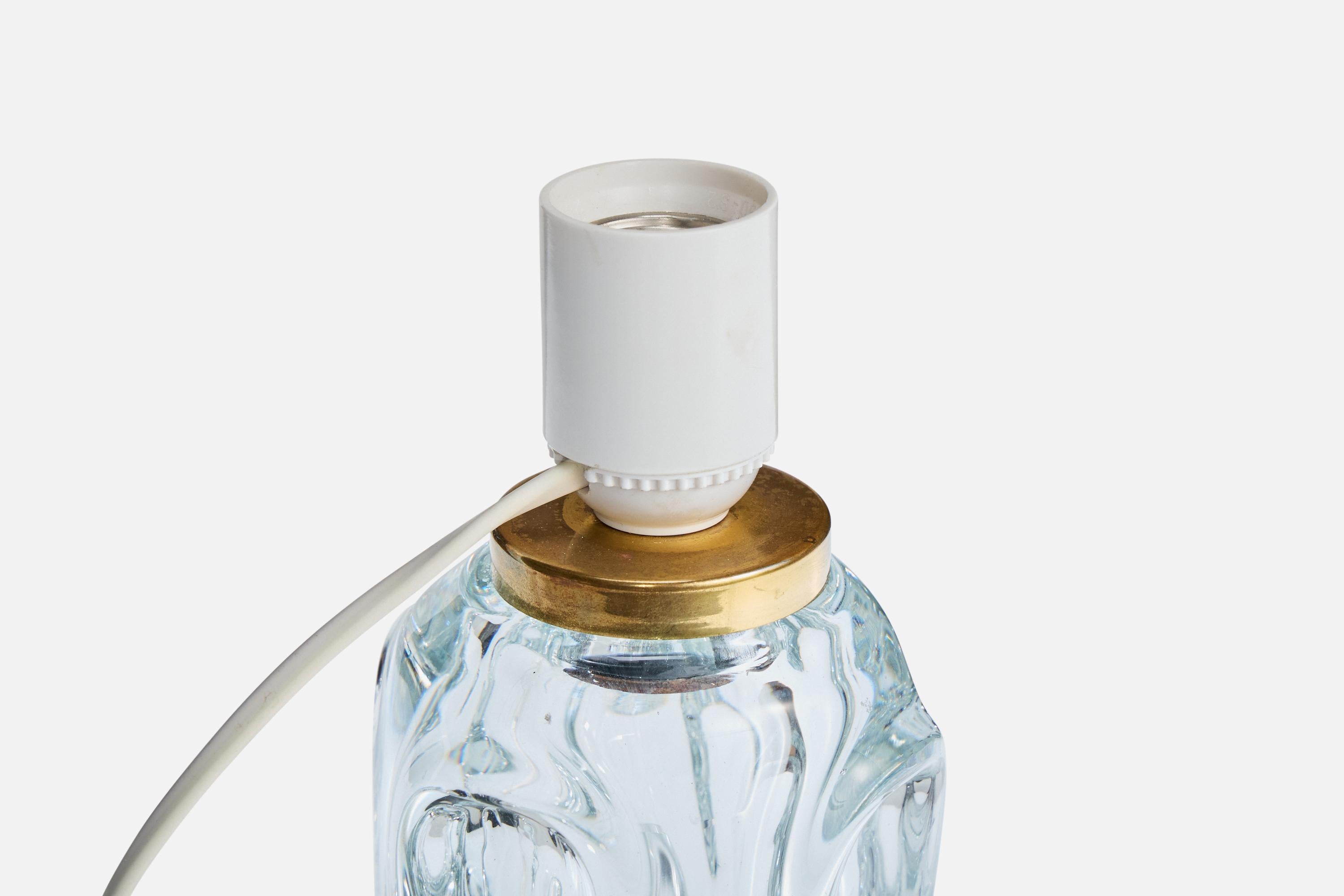 Suédois Börne Augustsson, lampe de table, verre, laiton, Suède, années 1940 en vente