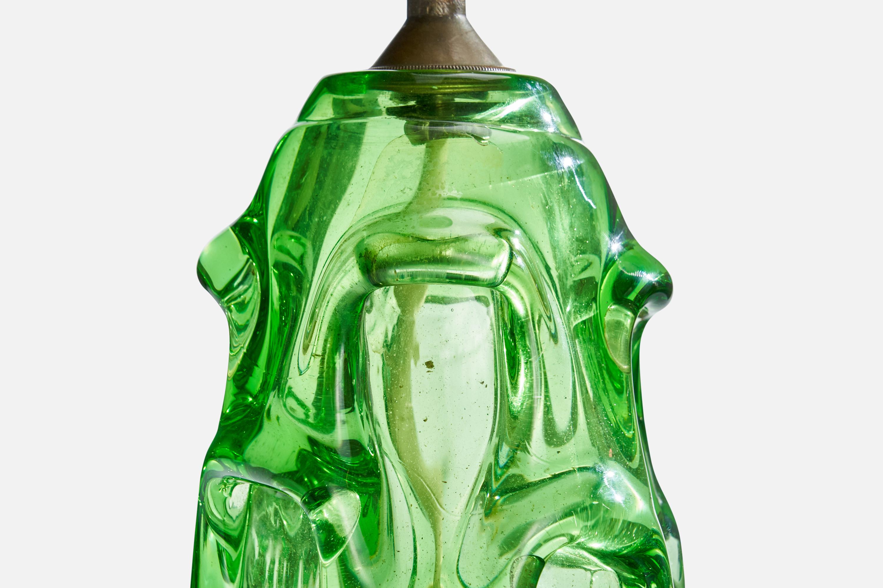 Börne Augustsson, Table Lamp, Glass, Brass, Sweden, 1940s For Sale 1