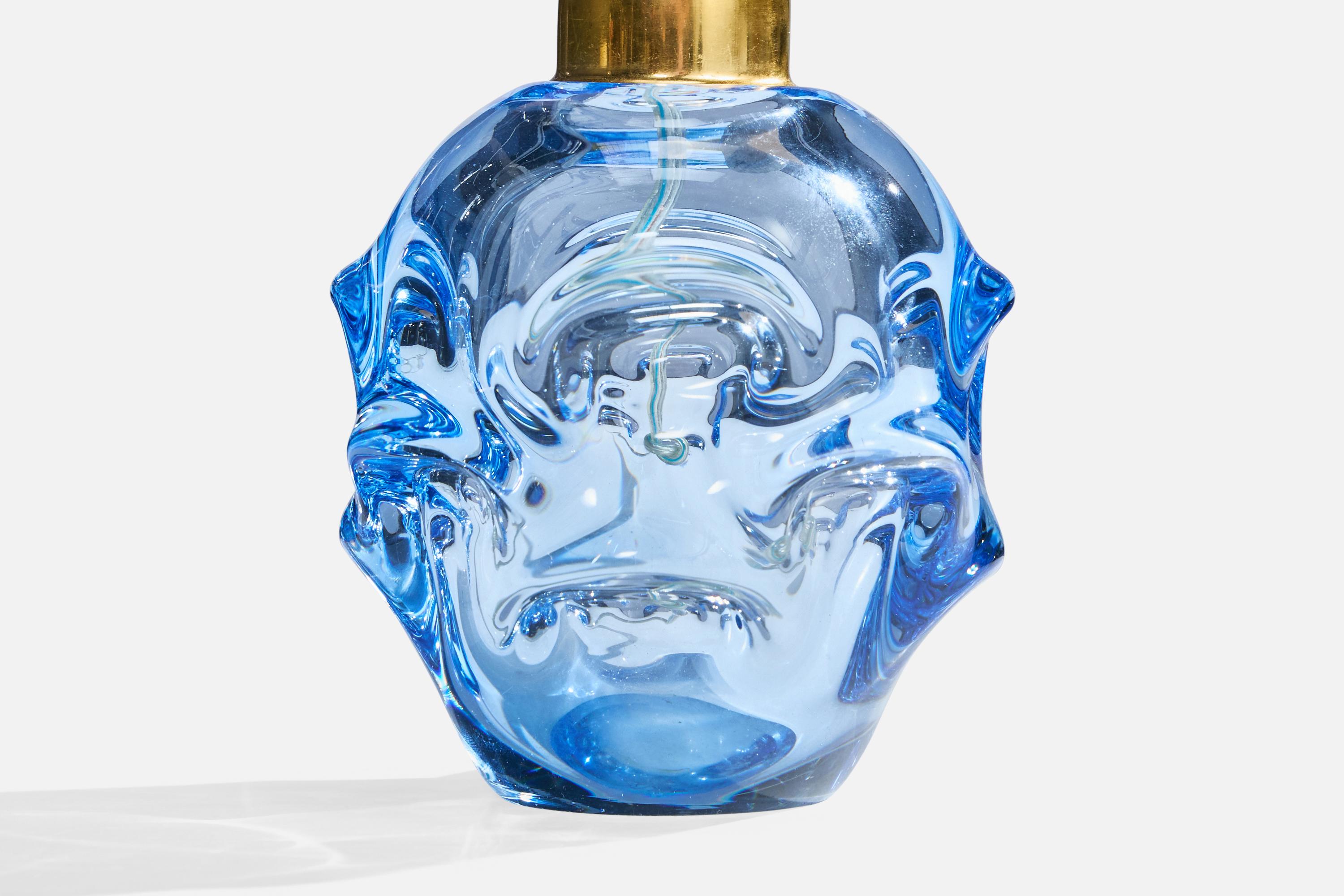 Milieu du XXe siècle Börne Augustsson, lampe de table, verre, laiton, Suède, années 1940 en vente