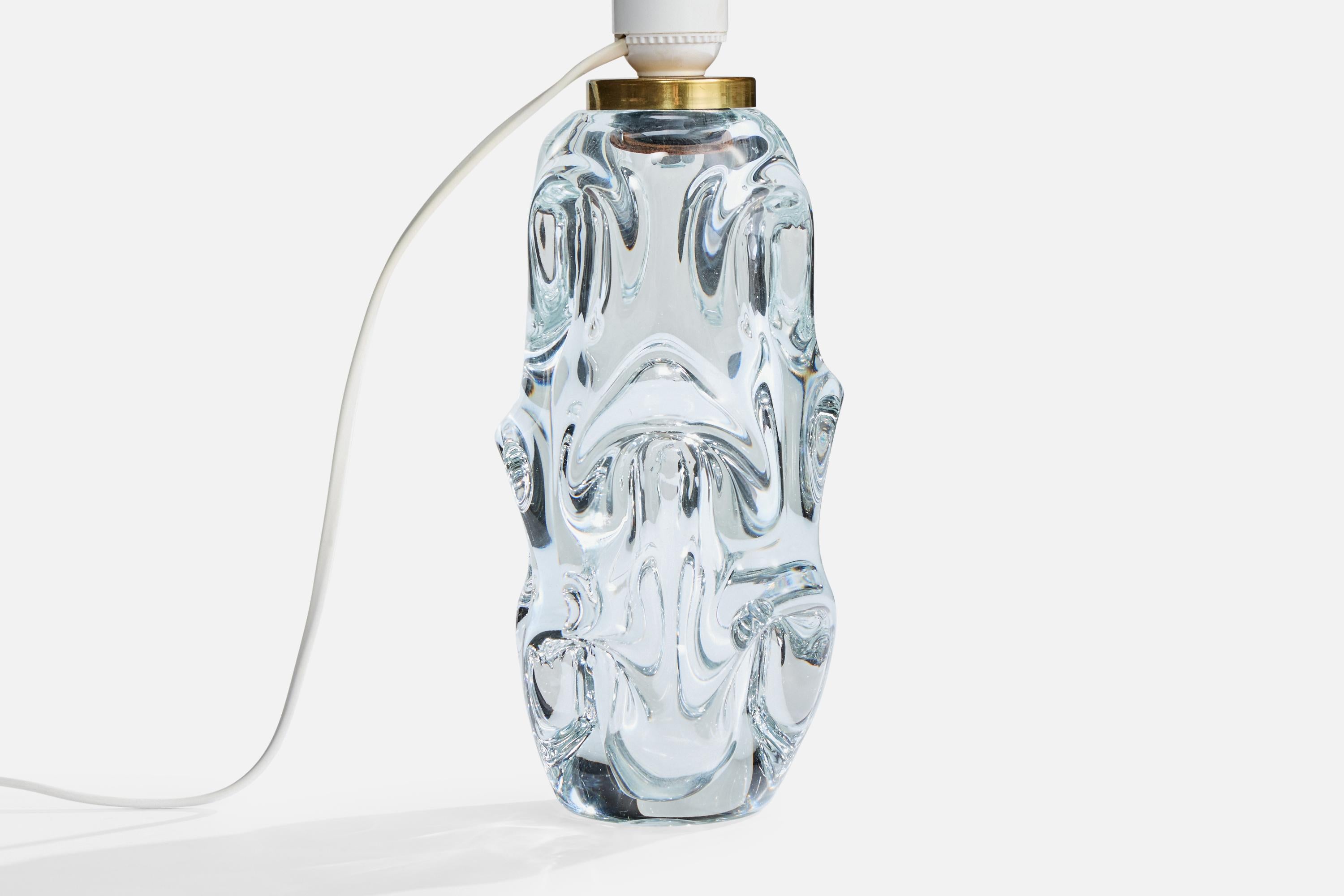 Milieu du XXe siècle Börne Augustsson, lampe de table, verre, laiton, Suède, années 1940 en vente