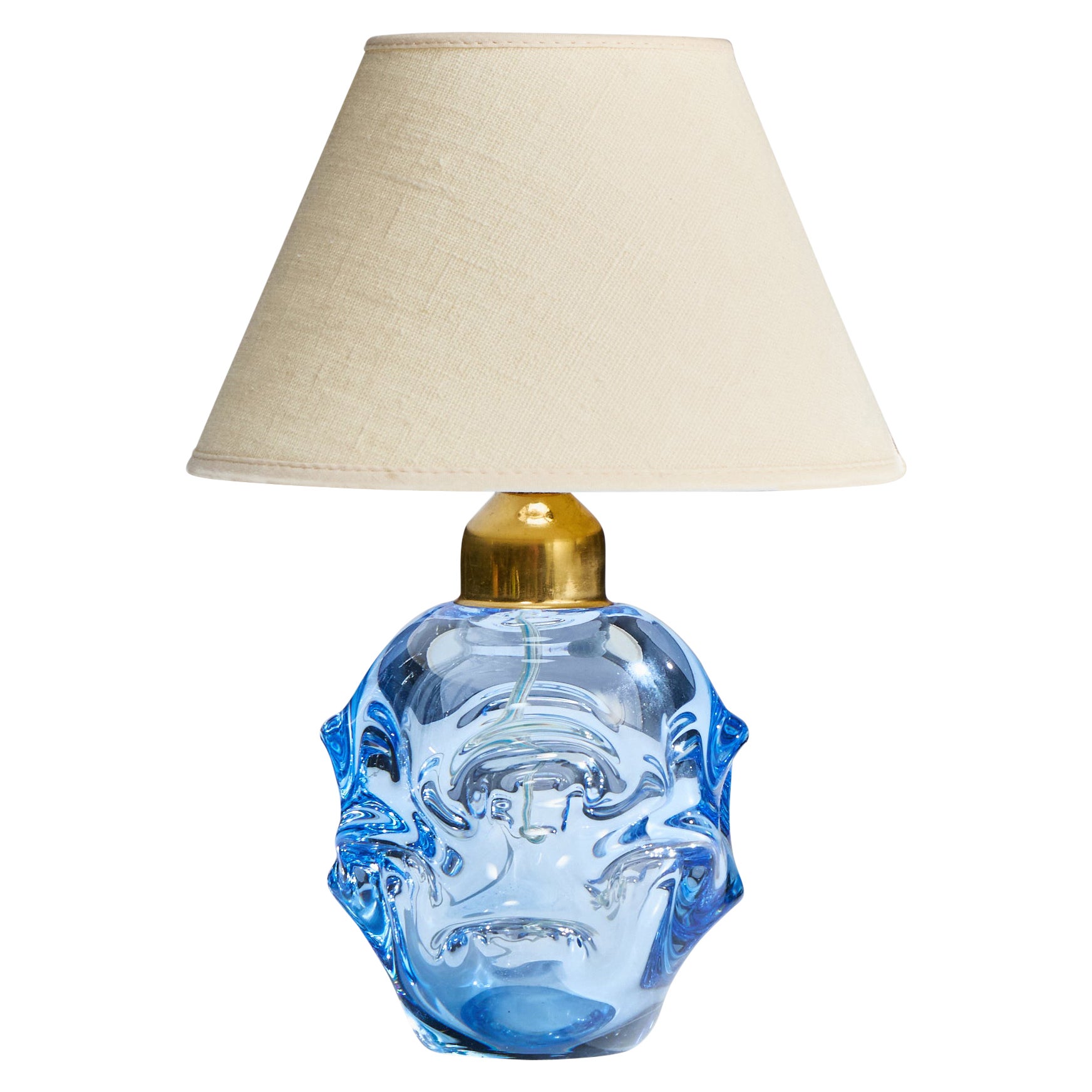 Börne Augustsson, lampe de table, verre, laiton, Suède, années 1940 en vente