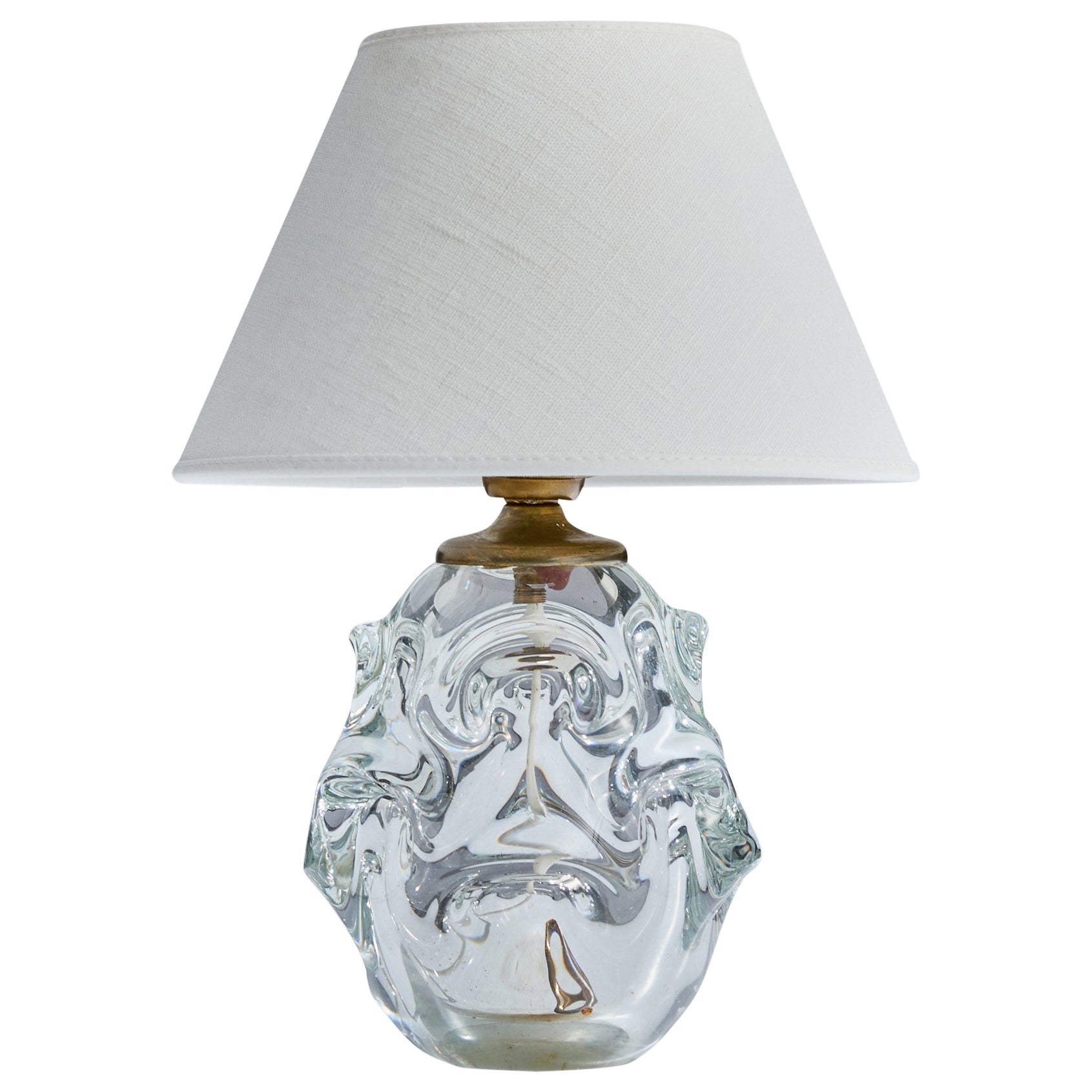 Börne Augustsson, lampe de table, verre, laiton, Suède, années 1940