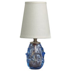 Börne Augustsson, Tischlampe, Glas, Metall, Stoff, Schweden, 1940er Jahre
