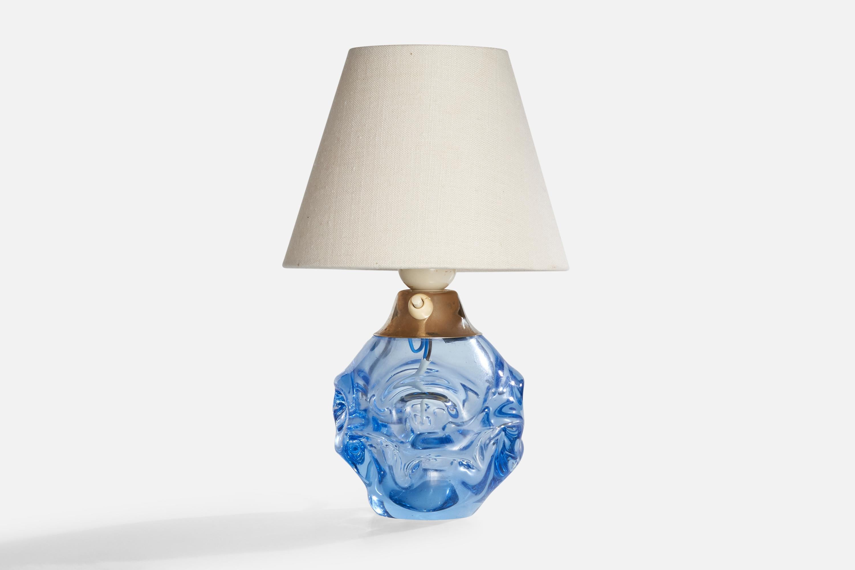 Swedish Börne Augustsson, Table Lamps, Glass, Brass, Sweden, 1940s For Sale