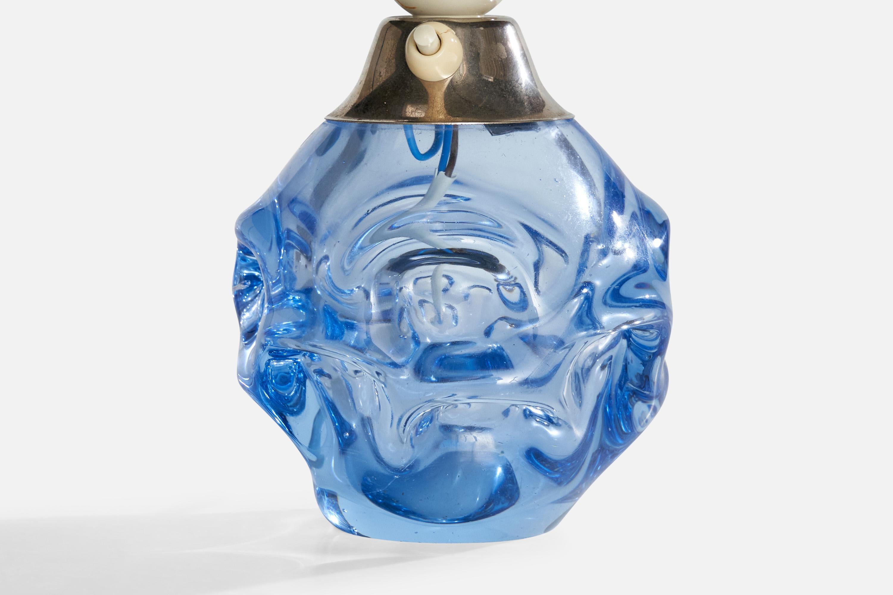 Börne Augustsson, Table Lamps, Glass, Brass, Sweden, 1940s In Good Condition For Sale In High Point, NC