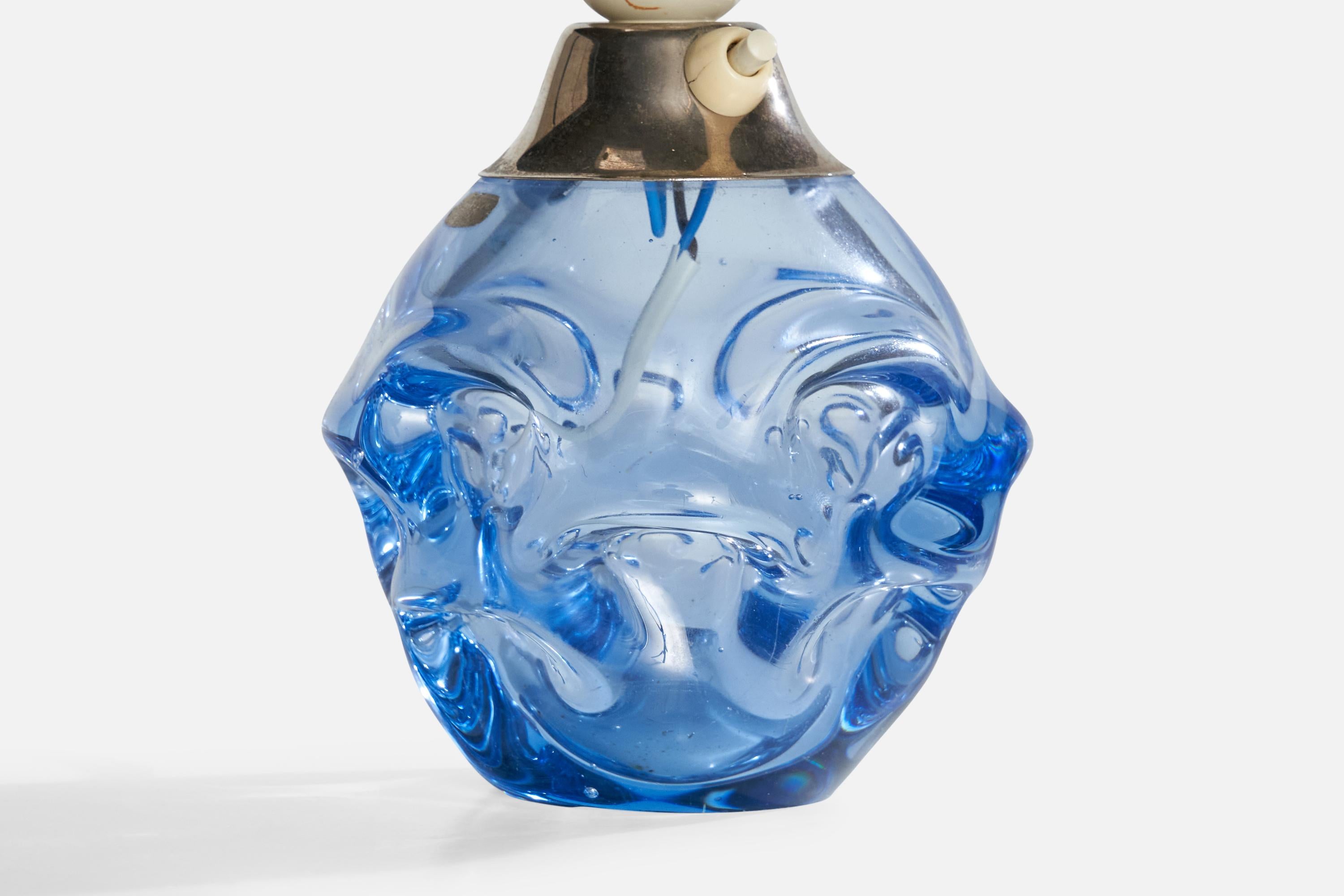 Mid-20th Century Börne Augustsson, Table Lamps, Glass, Brass, Sweden, 1940s For Sale