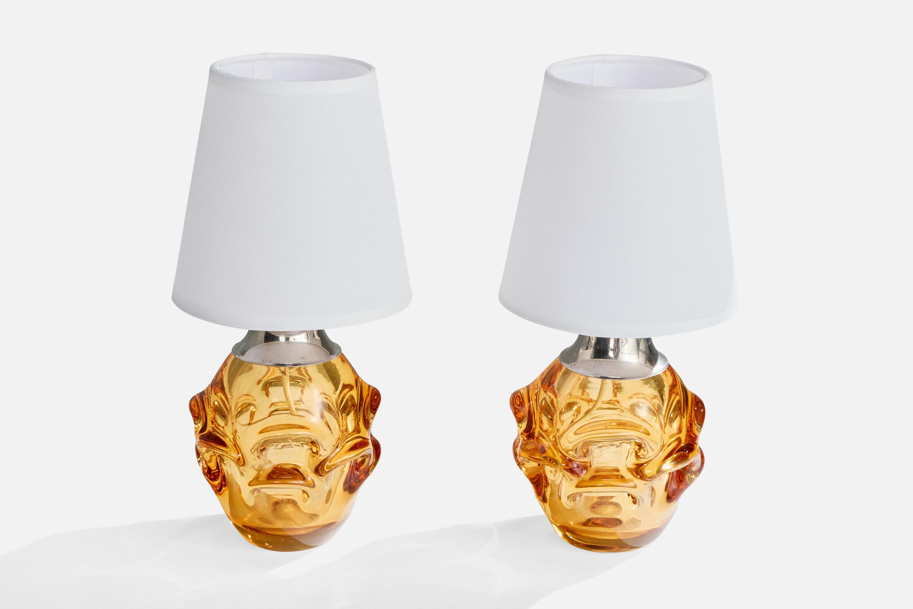 Börne Augustsson, lampes de table, verre, métal, Suède, années 1940 Bon état - En vente à High Point, NC