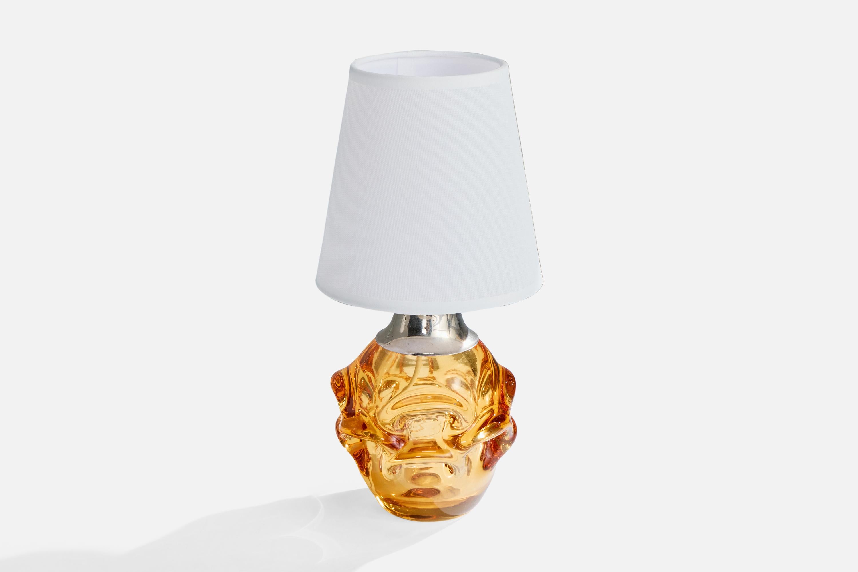 Milieu du XXe siècle Börne Augustsson, lampes de table, verre, métal, Suède, années 1940 en vente