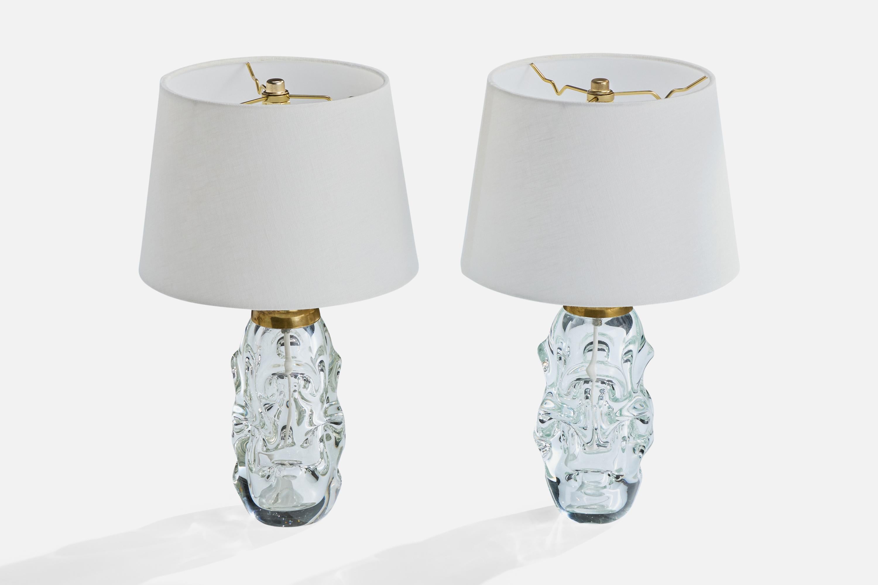 Mid-Century Modern Börne Augustsson, lampes de table, verre, Suède, années 1940 en vente