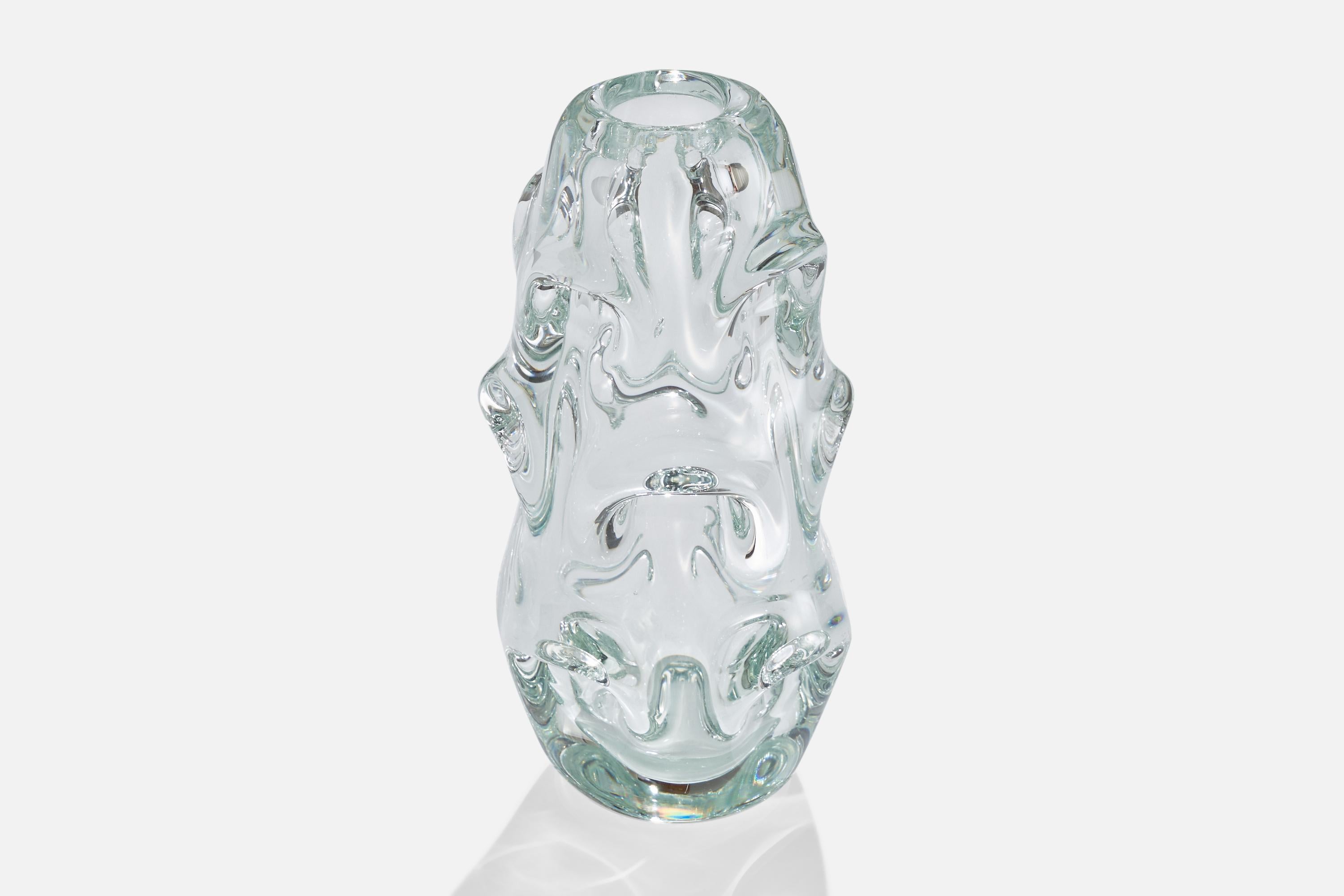Scandinave moderne Börne Augustsson, vase, verre soufflé, Suède, années 1940 en vente