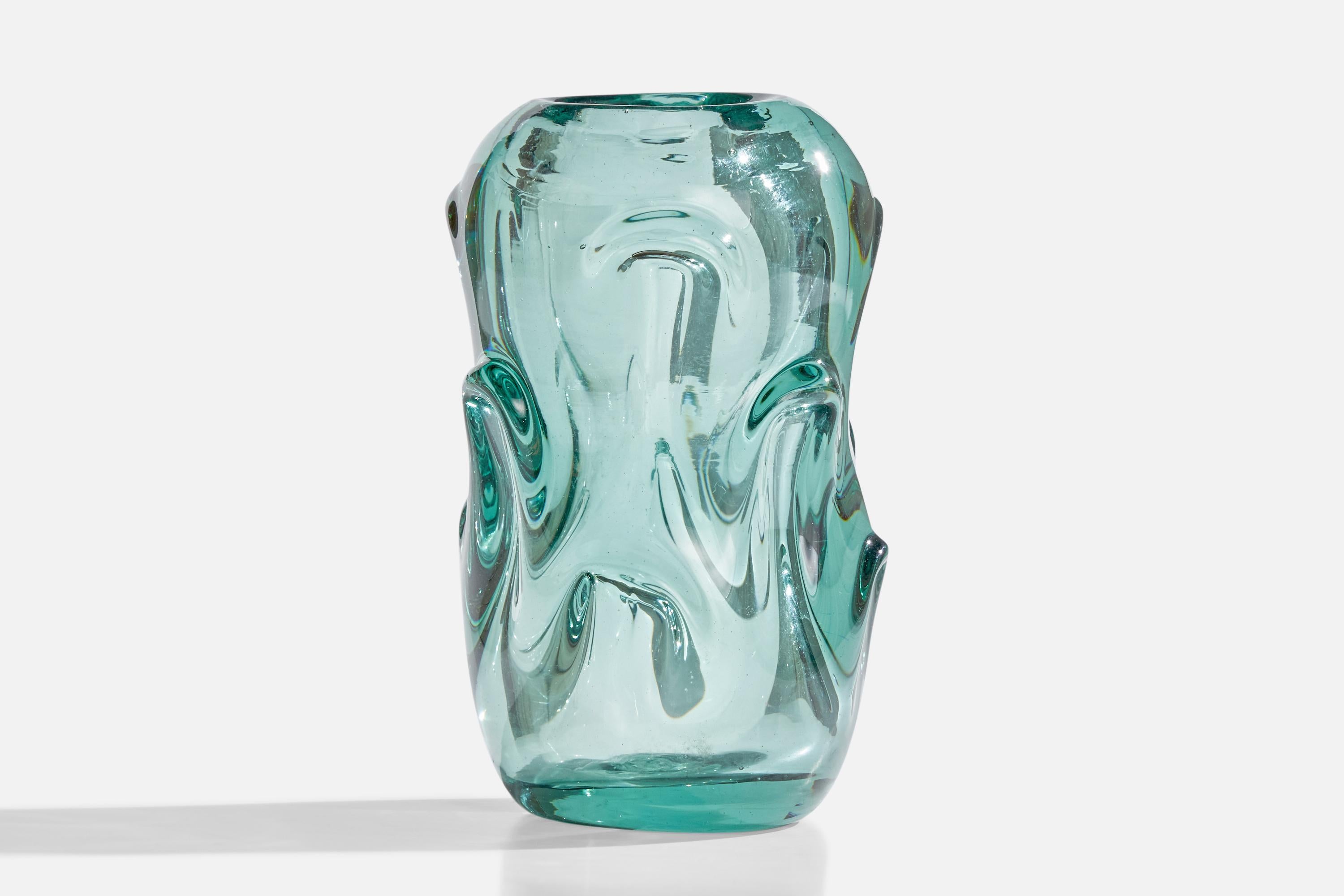 Suédois Börne Augustsson, vase, verre soufflé, Suède, années 1940 en vente