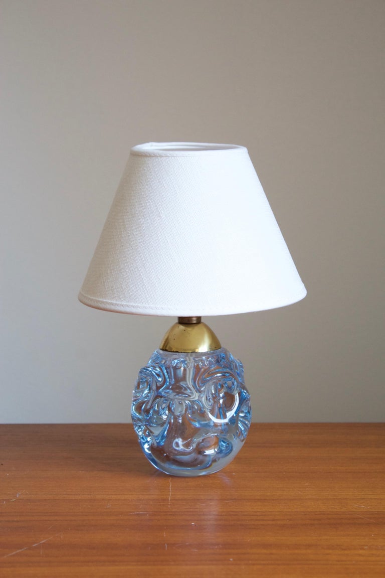 Börne Augustsson, Very Small Table Lamp, Blown Glass, Brass, Åseda
