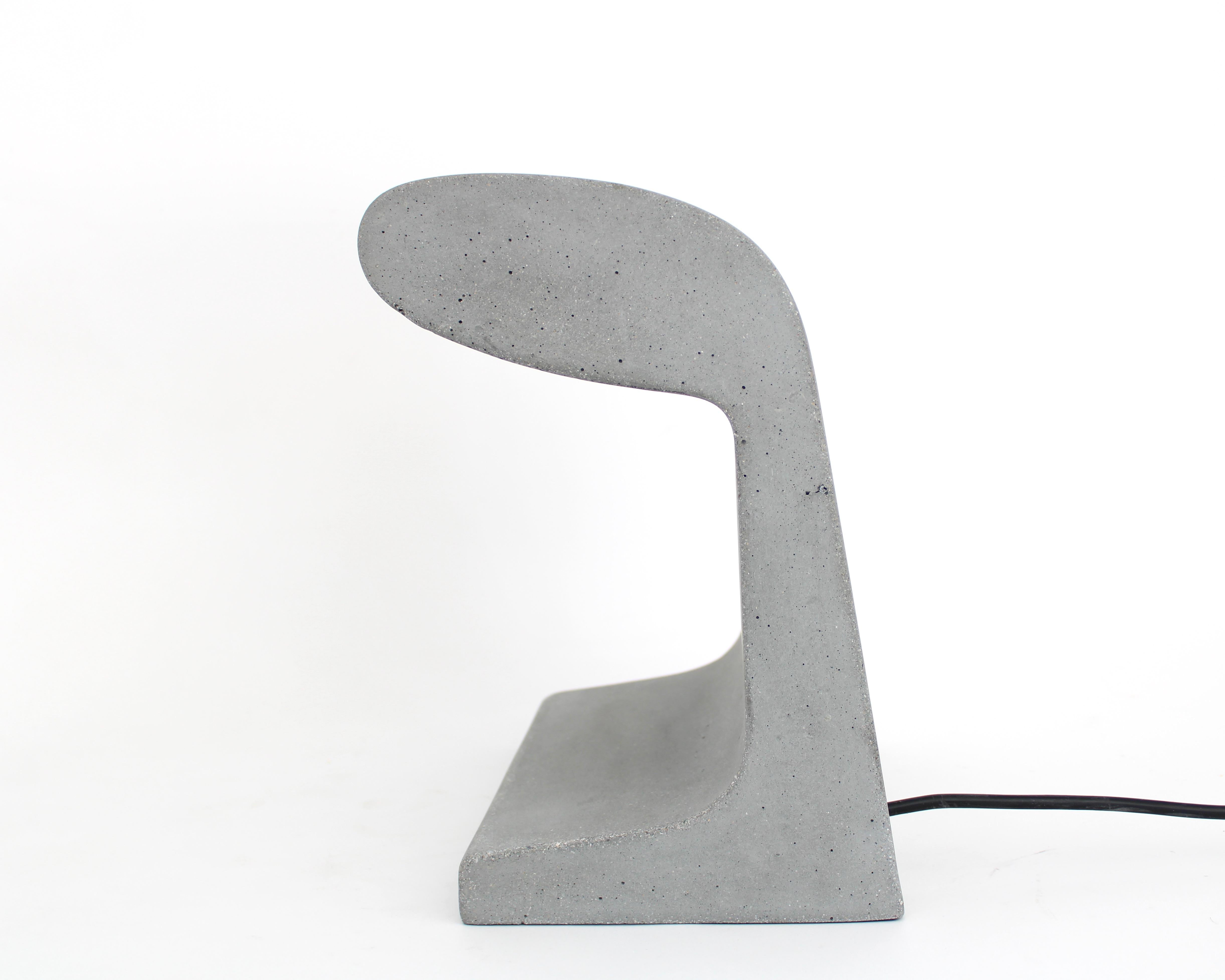 Borne Bétone Petite Cast Concrete Table Lamp by Le Corbusier With LED Bulb In New Condition For Sale In Chicago, IL