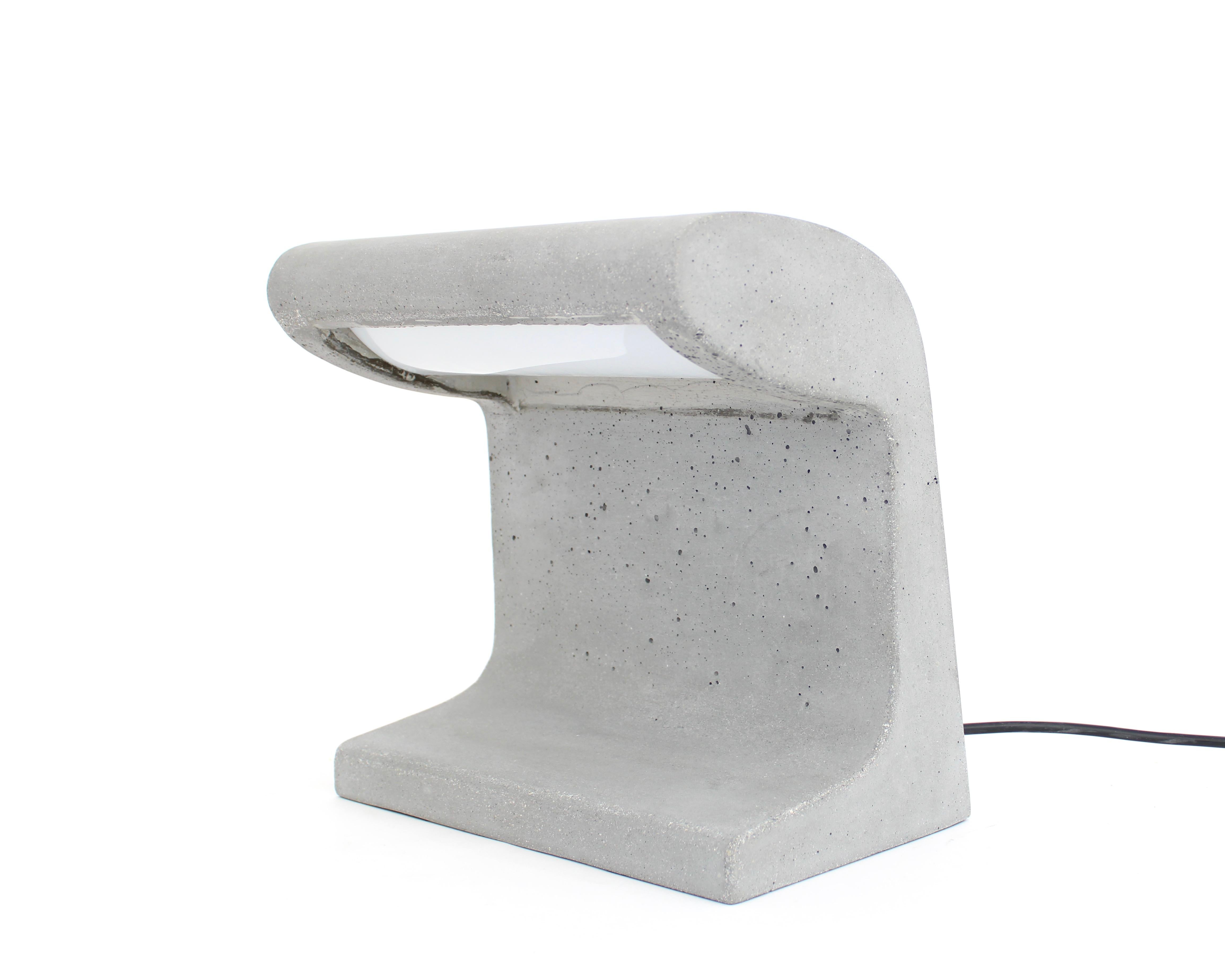 Contemporary Borne Bétone Petite Cast Concrete Table Lamp by Le Corbusier With LED Bulb  For Sale