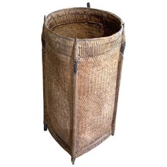 Borneo Decorative Woven Pattern Tall Basket, Indonesia, 1920s