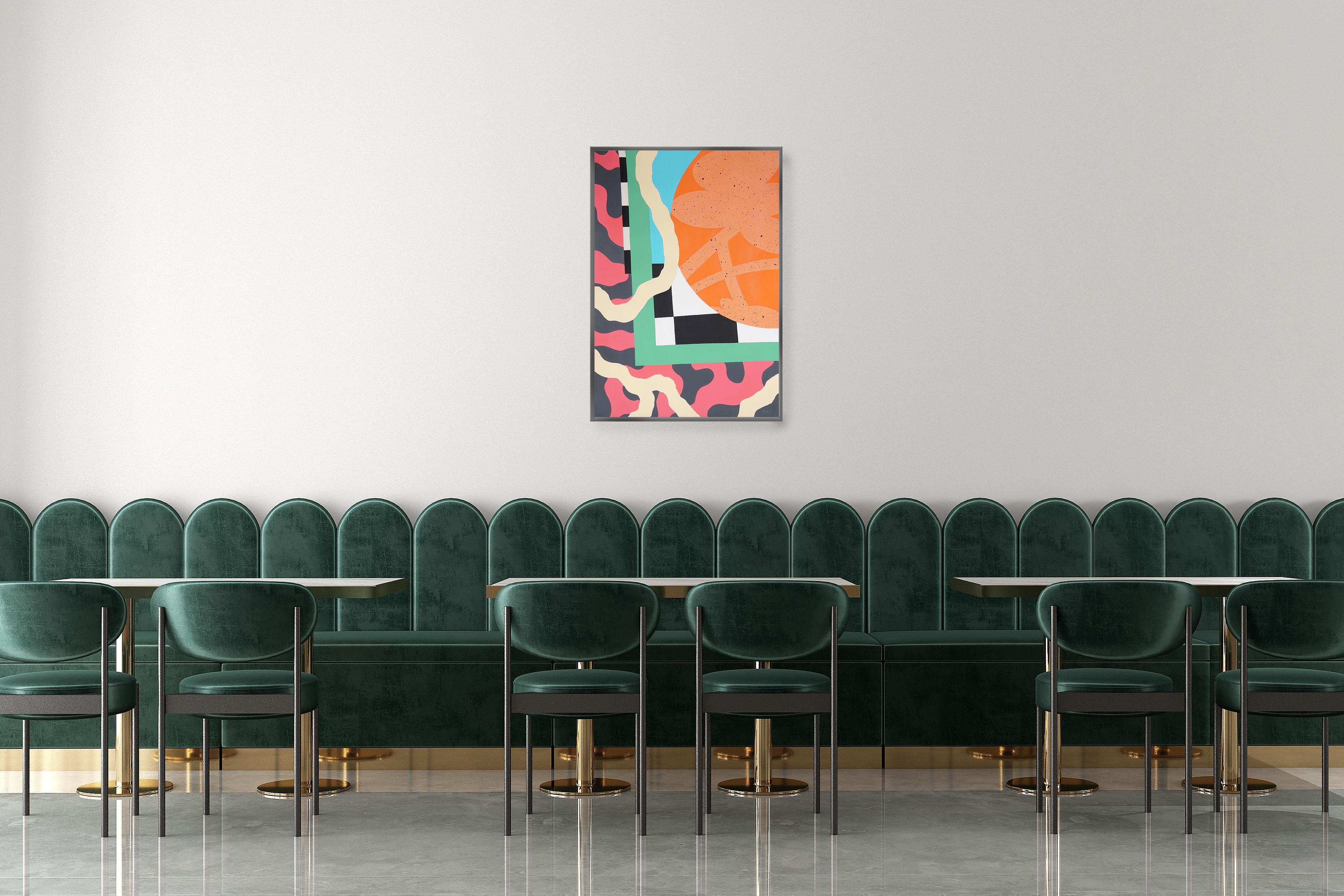 Urban Flowers in Orange, Neunziger Jahre Korb, Wandmalerei auf Papier, Graffiti im Angebot 2