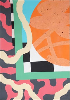 Urban Flowers in Orange, Nineties Basket, Mural Painting on Paper, Graffiti