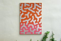 Abstract Shapes, Memphis Style Patterns, Original Painting, Urban Glitter, Red