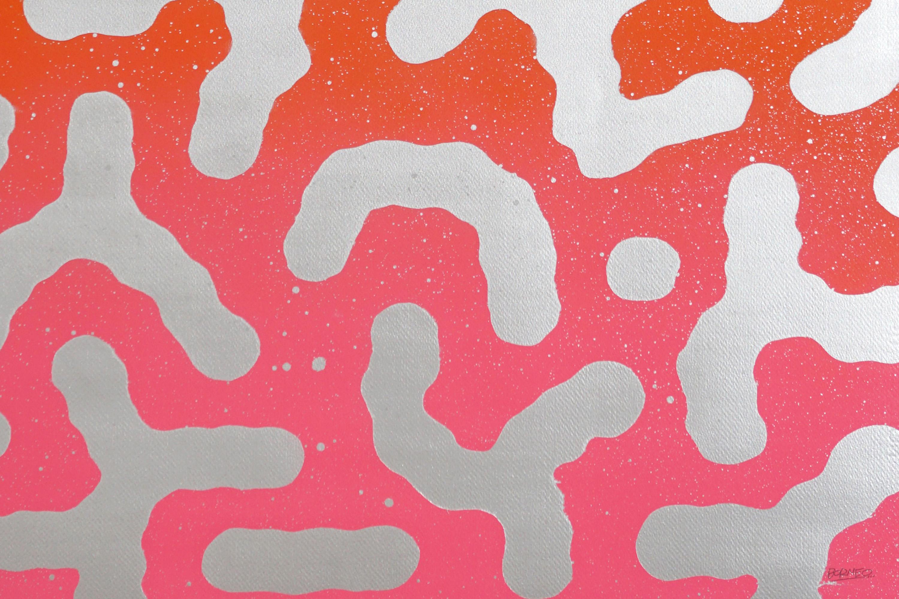 Forme astratte, Motivi in stile Memphis, Pittura originale, Glitter urbano, Rosso in vendita 2