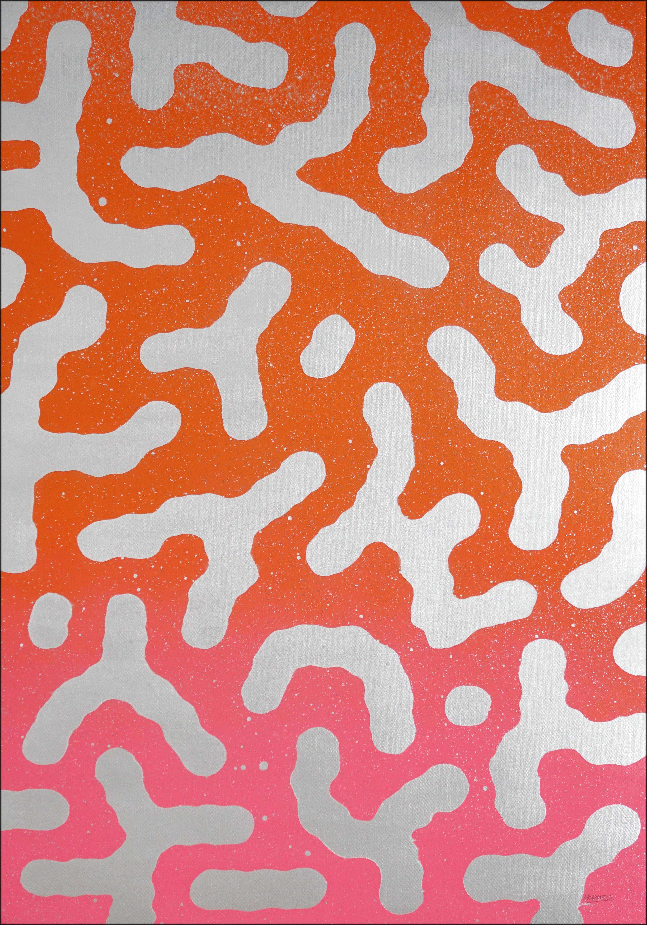 Formas Abstractas, Patrones Estilo Memphis, Pintura Original, Purpurina Urbana, Rojo