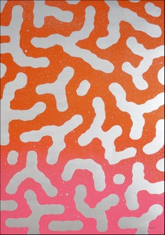 Forme astratte, Motivi in stile Memphis, Pittura originale, Glitter urbano, Rosso