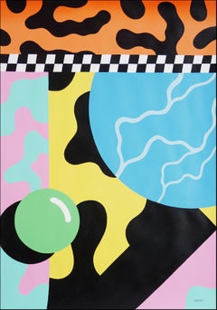 Formas geométricas urbanas en tonos vivos Pintura, Patrones abstractos sobre papel