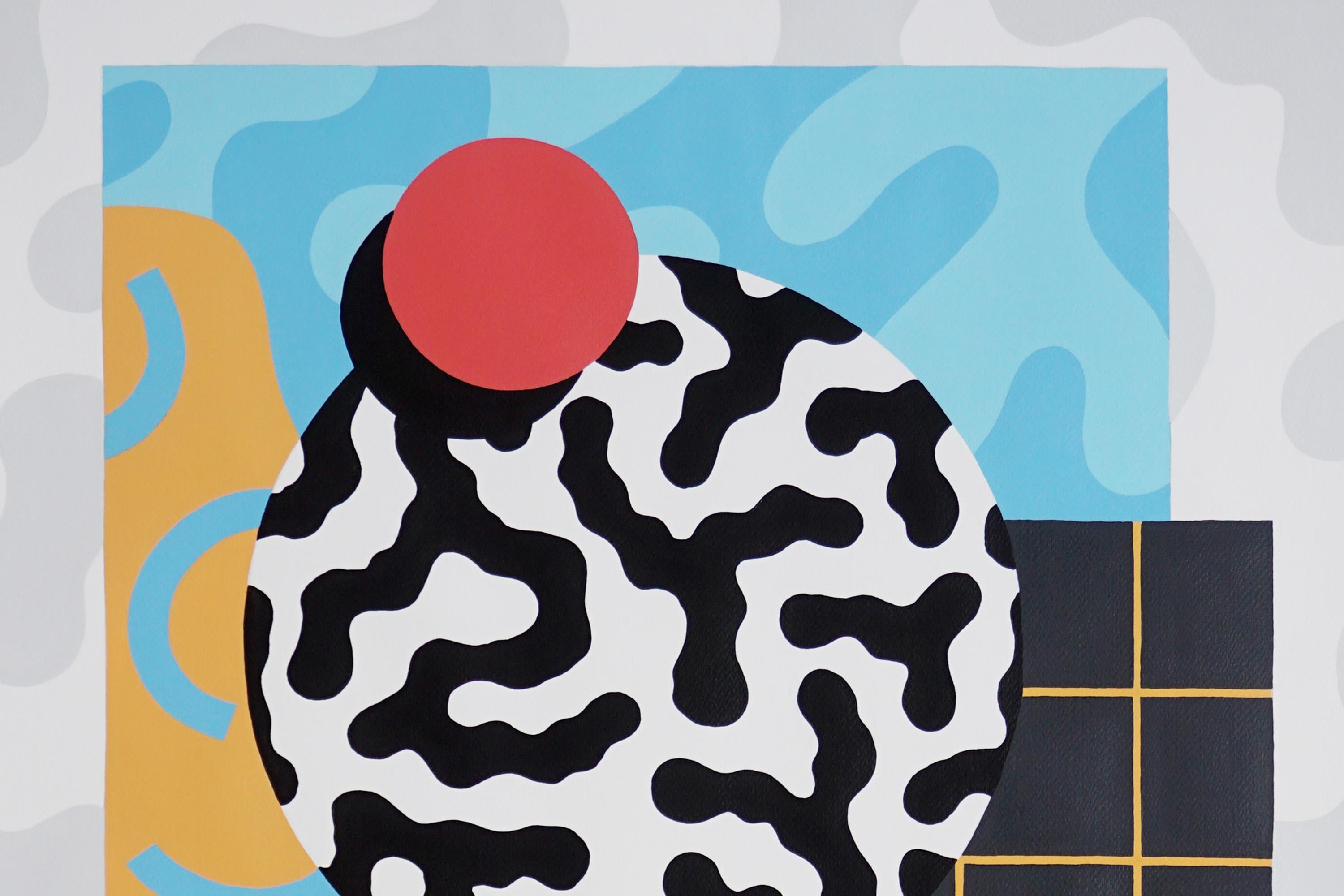 Memphis Patterns Original Painting of Geometric Shapes, Animal Safari Patterns For Sale 1