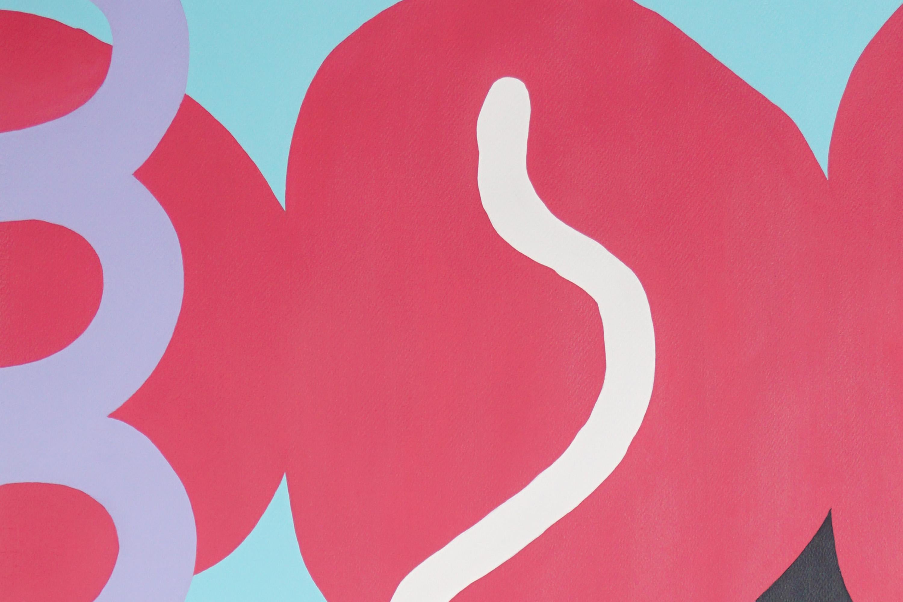 New Pop Painting, Pink, Black Urban Floral Shapes, Vivid Tones, Orange Patterns 2
